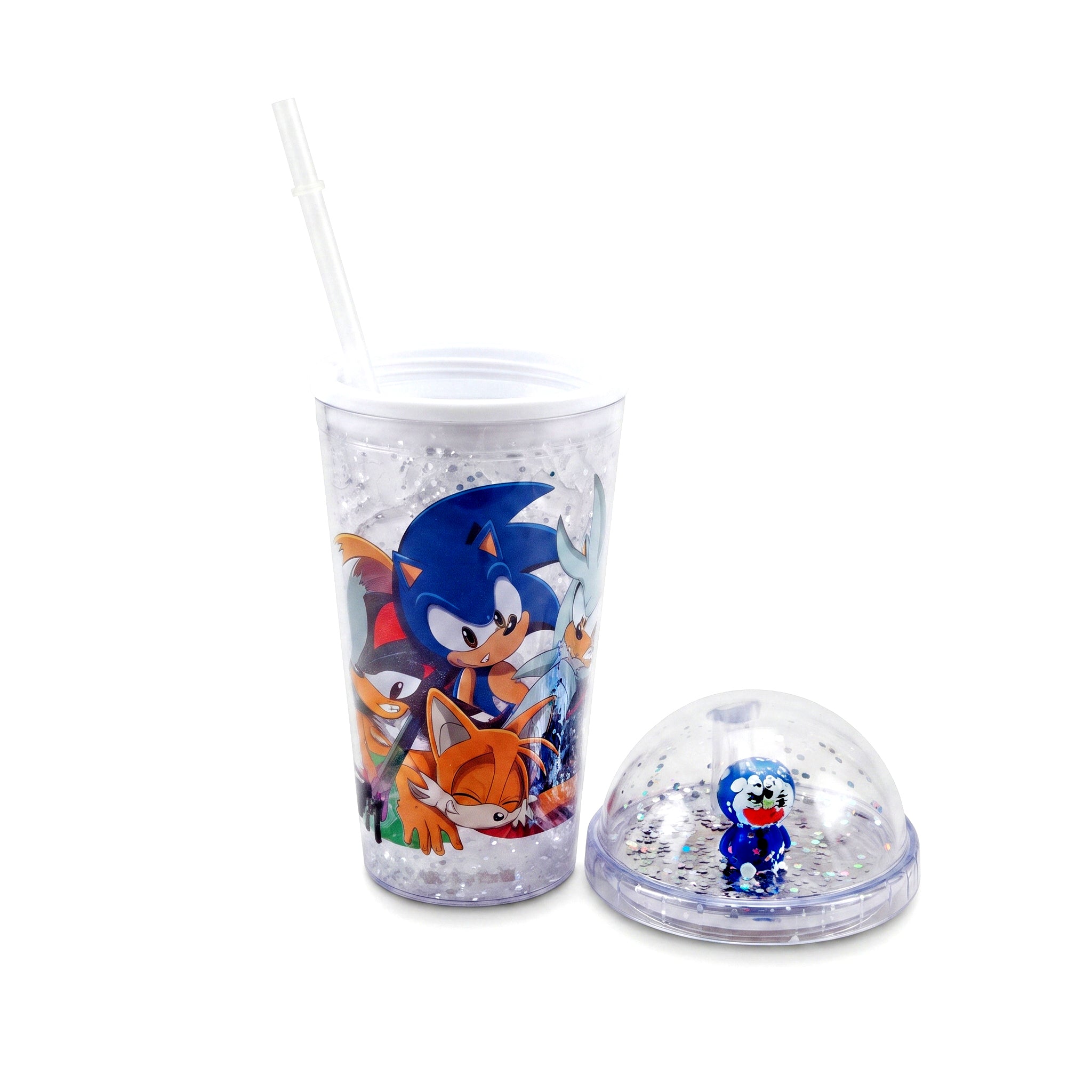 A/C 450 ML Acrylic Double Wall Cartoon Glitter Tumbler With Plastic Straw