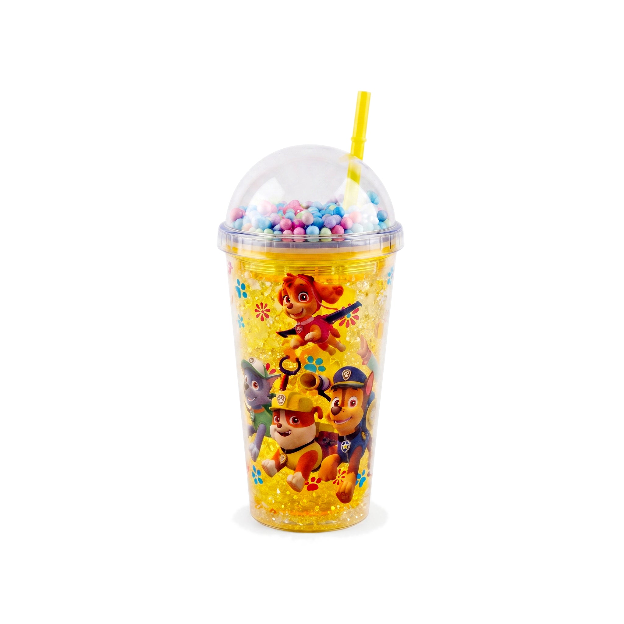 A/C 450 ML Acrylic Double Wall Cartoon Glitter Tumbler With Plastic Straw