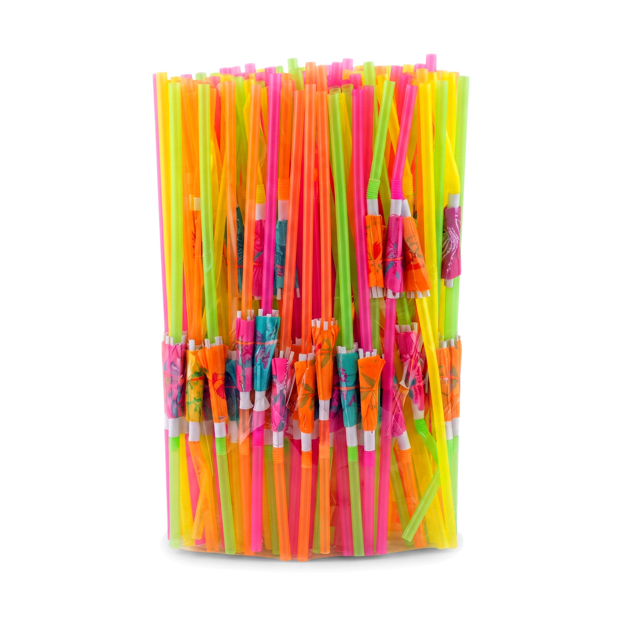 Artistic Plastic Multi-Colored Umbrella Straws Pack