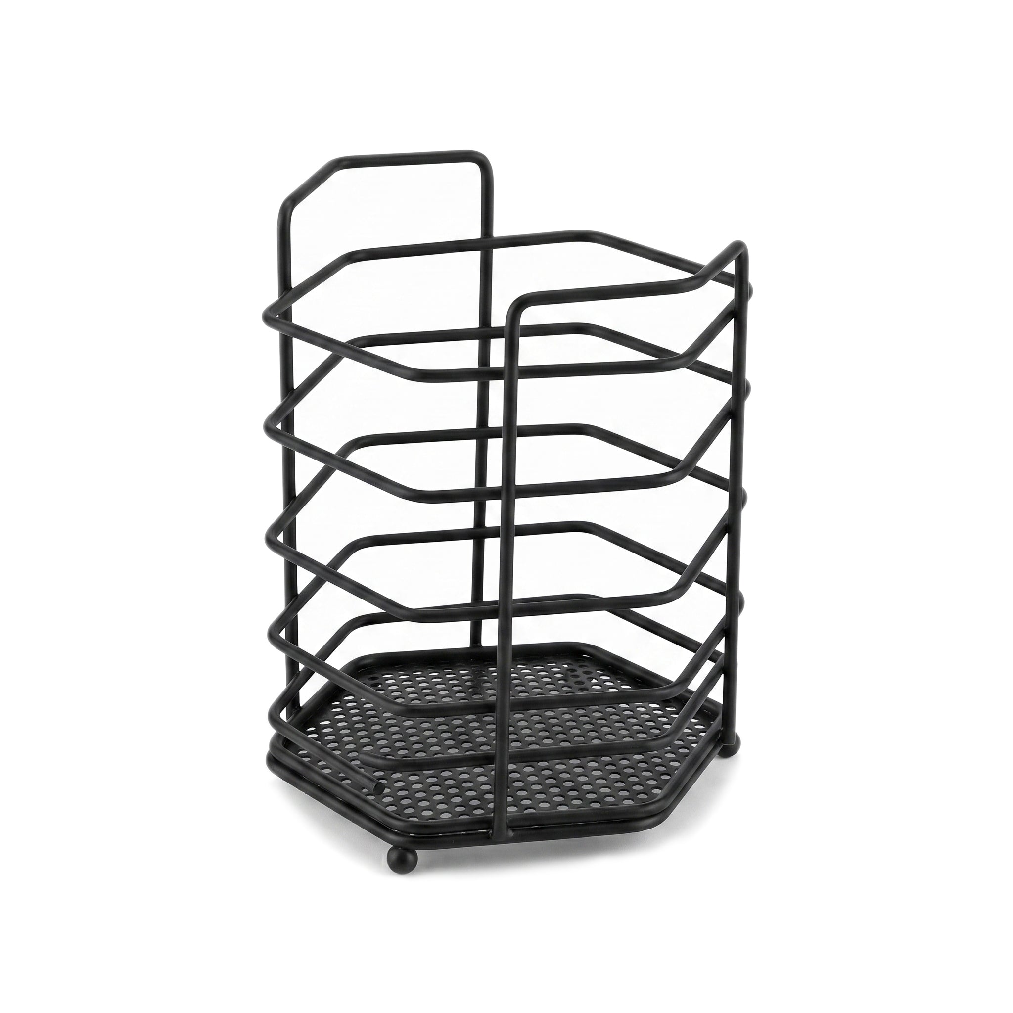 A.T Hexagonal Stainless Steel Kitchen Cutlery Holder