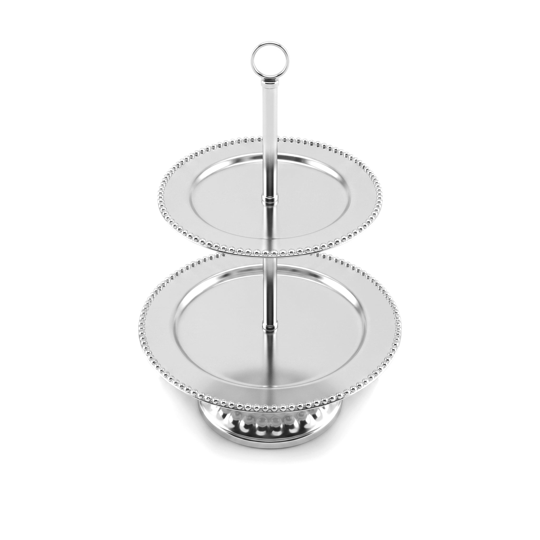 Fancy 2-Tier Metal Pastry Stand. Available in 2 colors: golden and silver