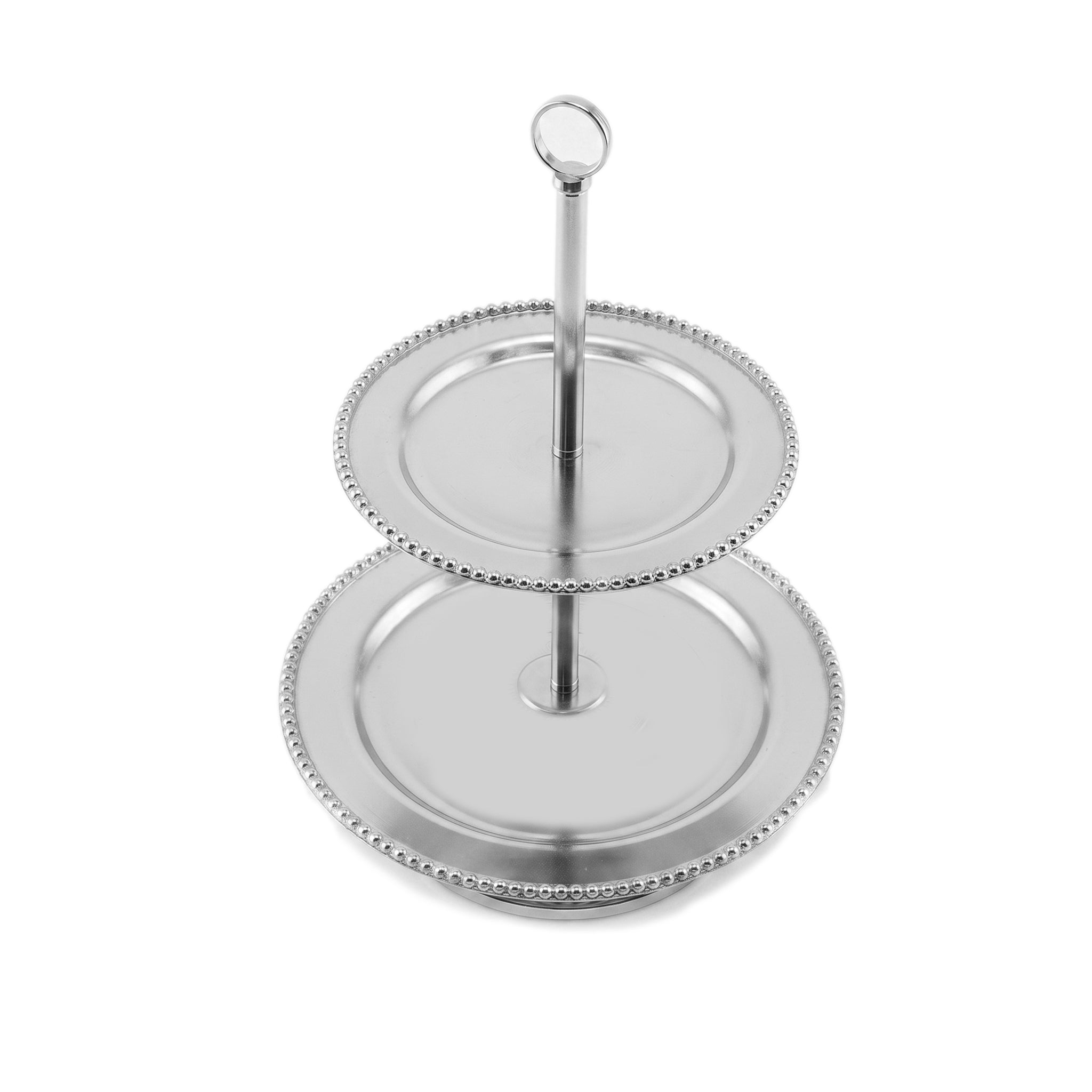 Fancy 2-Tier Metal Pastry Stand. Available in 2 colors: golden and silver
