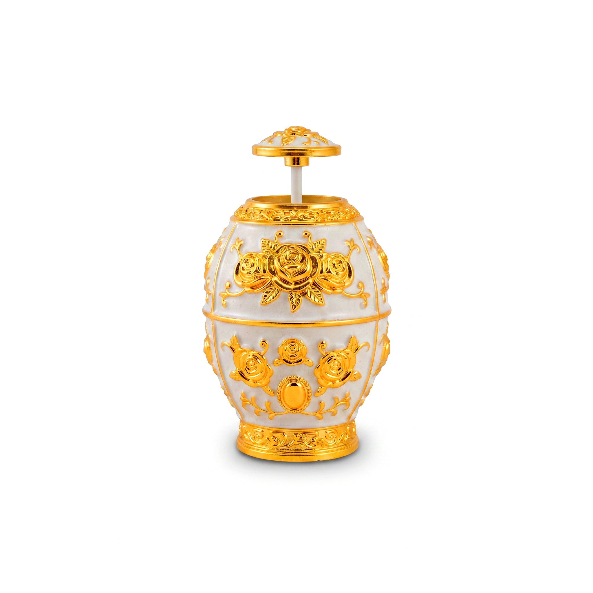 Fancy Metal Round Golden & Silver Toothpick Holder