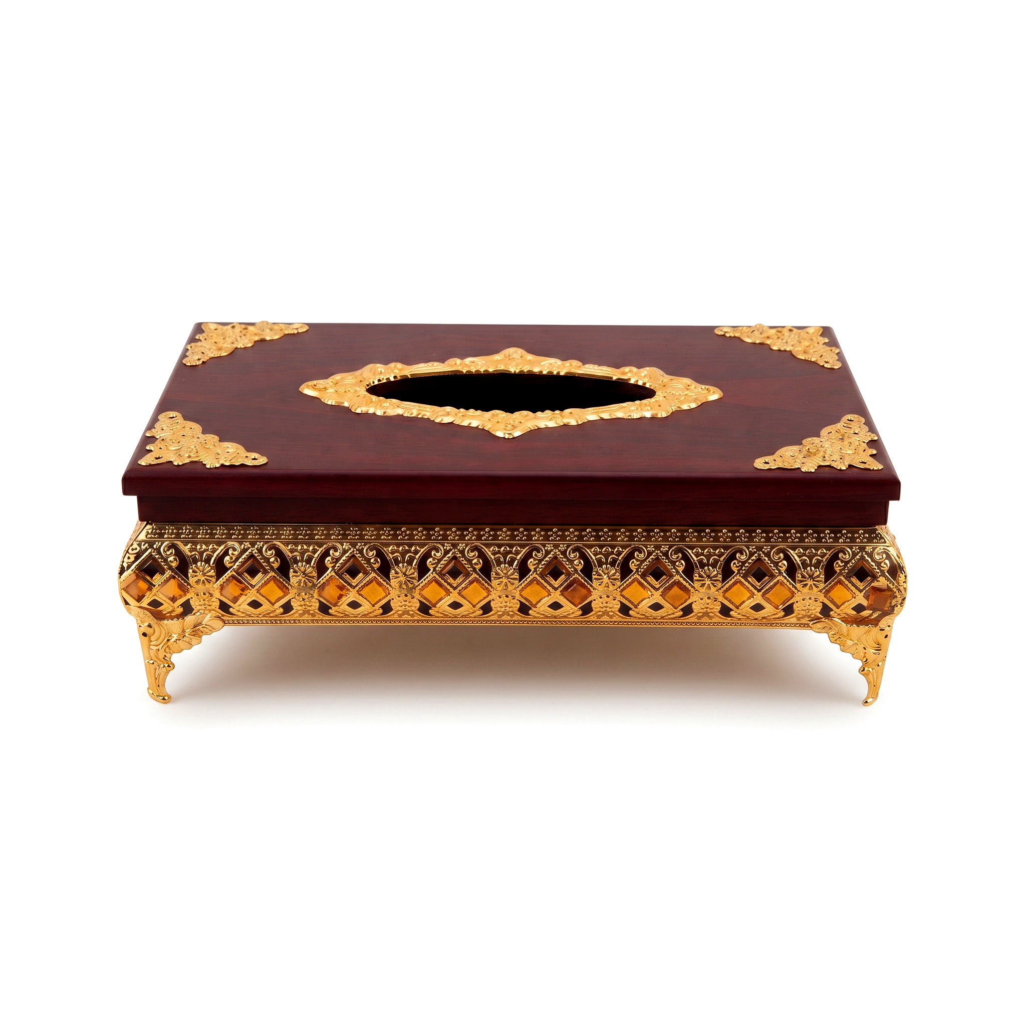Fancy Luxury Wooden & Gold Tissue Box Holder