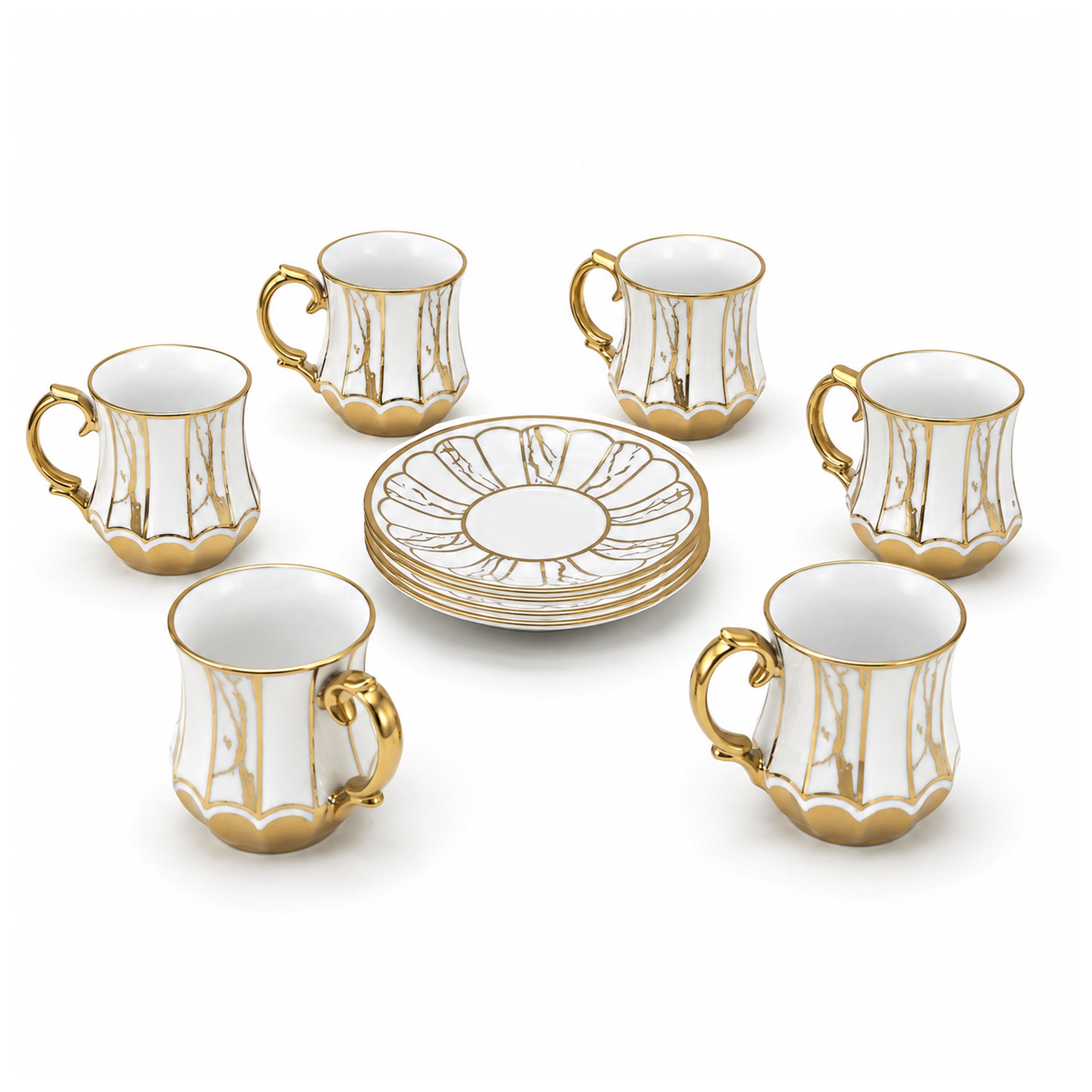 Royal 6-Piece Ceramic Cup And Saucer Set With Gift Box