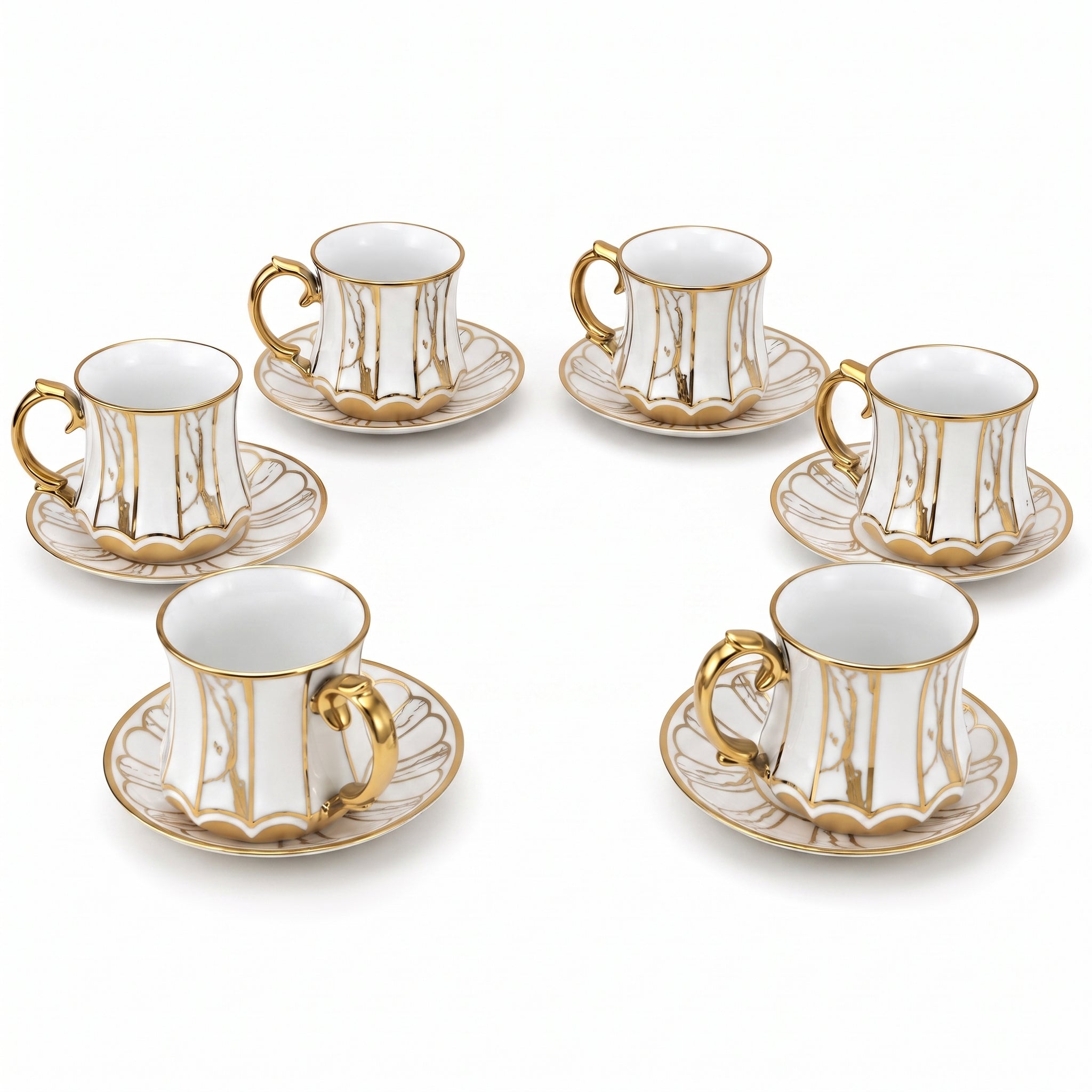 Royal 6-Piece Ceramic Cup And Saucer Set With Gift Box