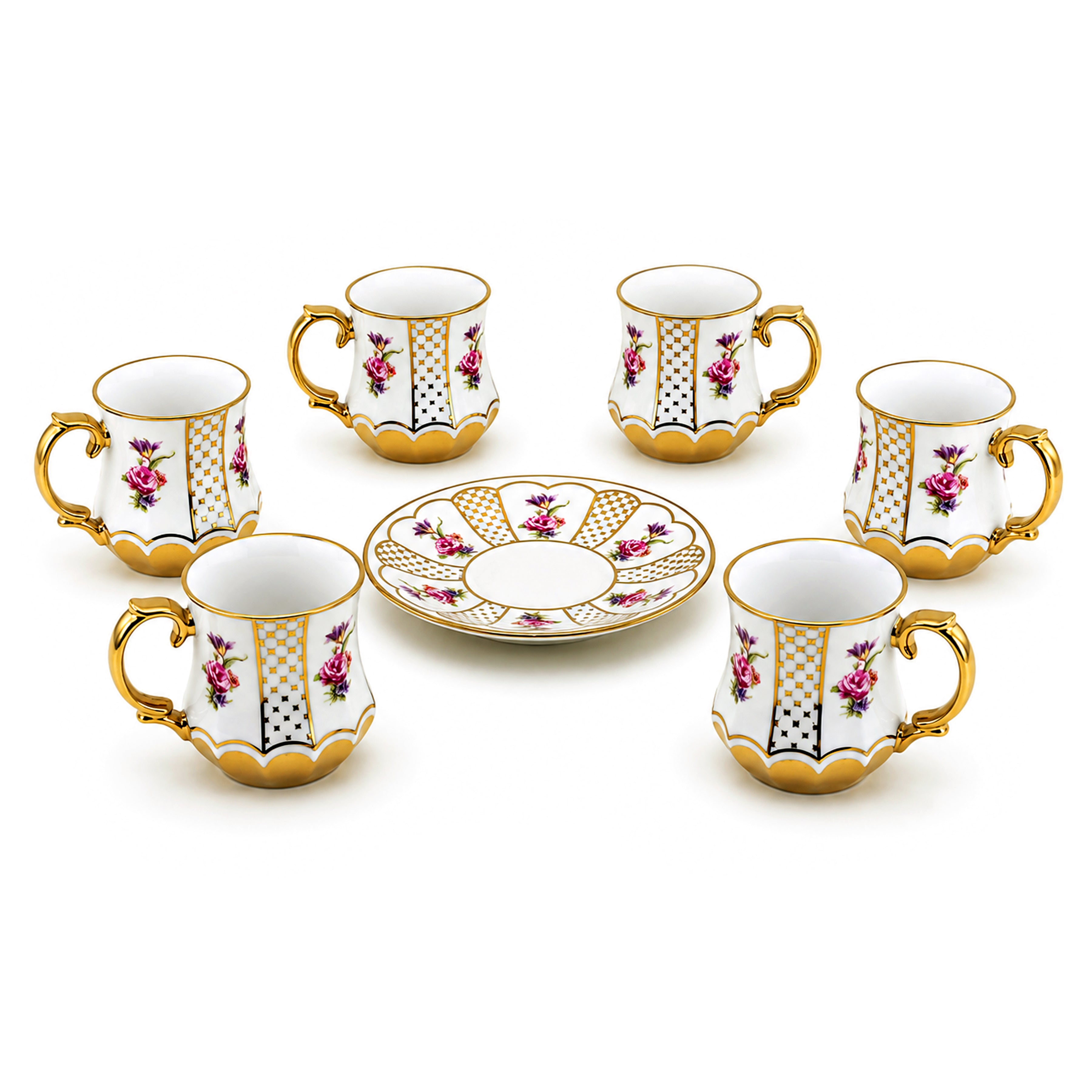 Royal 6-Piece Ceramic Cup And Saucer Set With Gift Box
