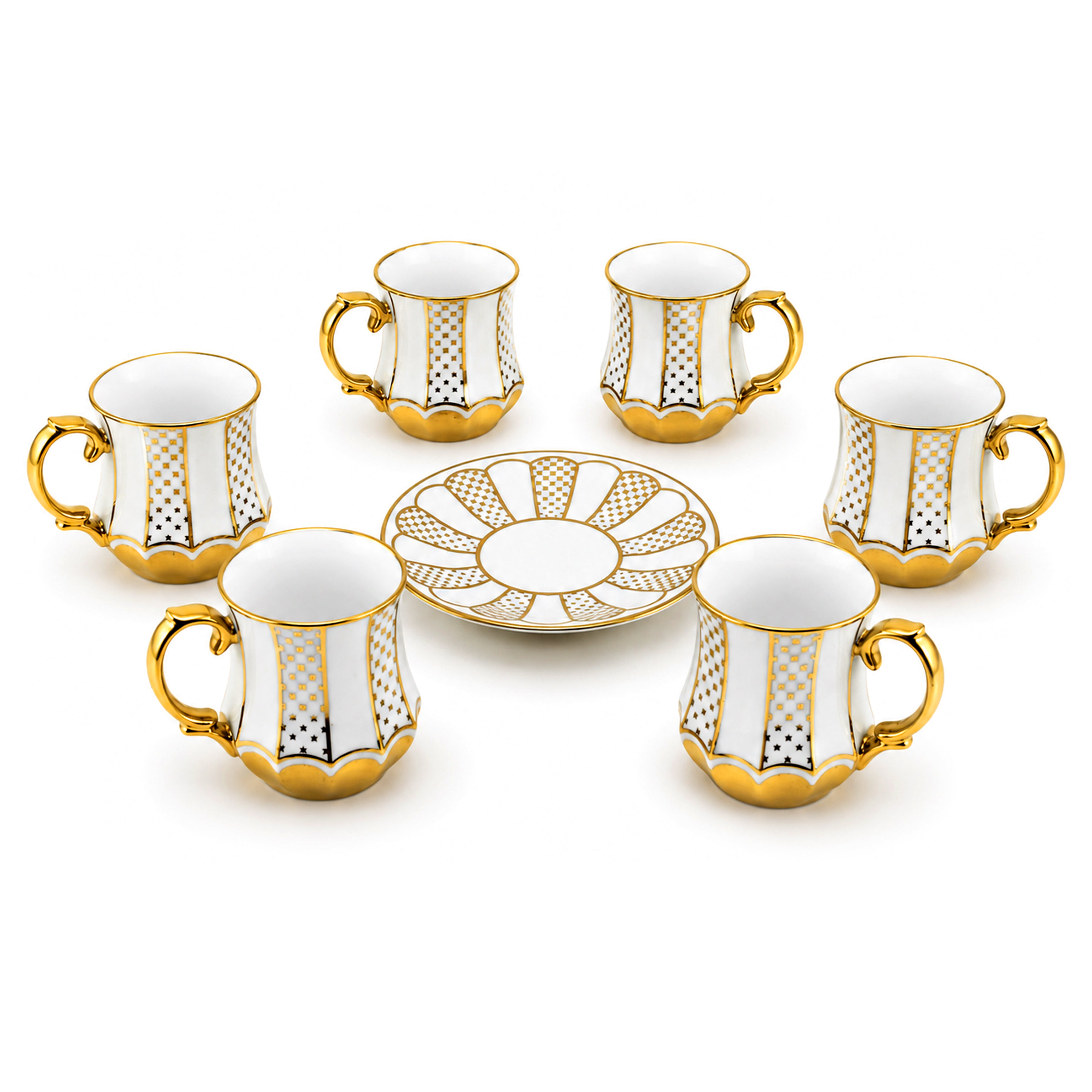 Royal 6-Piece Ceramic Cup And Saucer Set With Gift Box