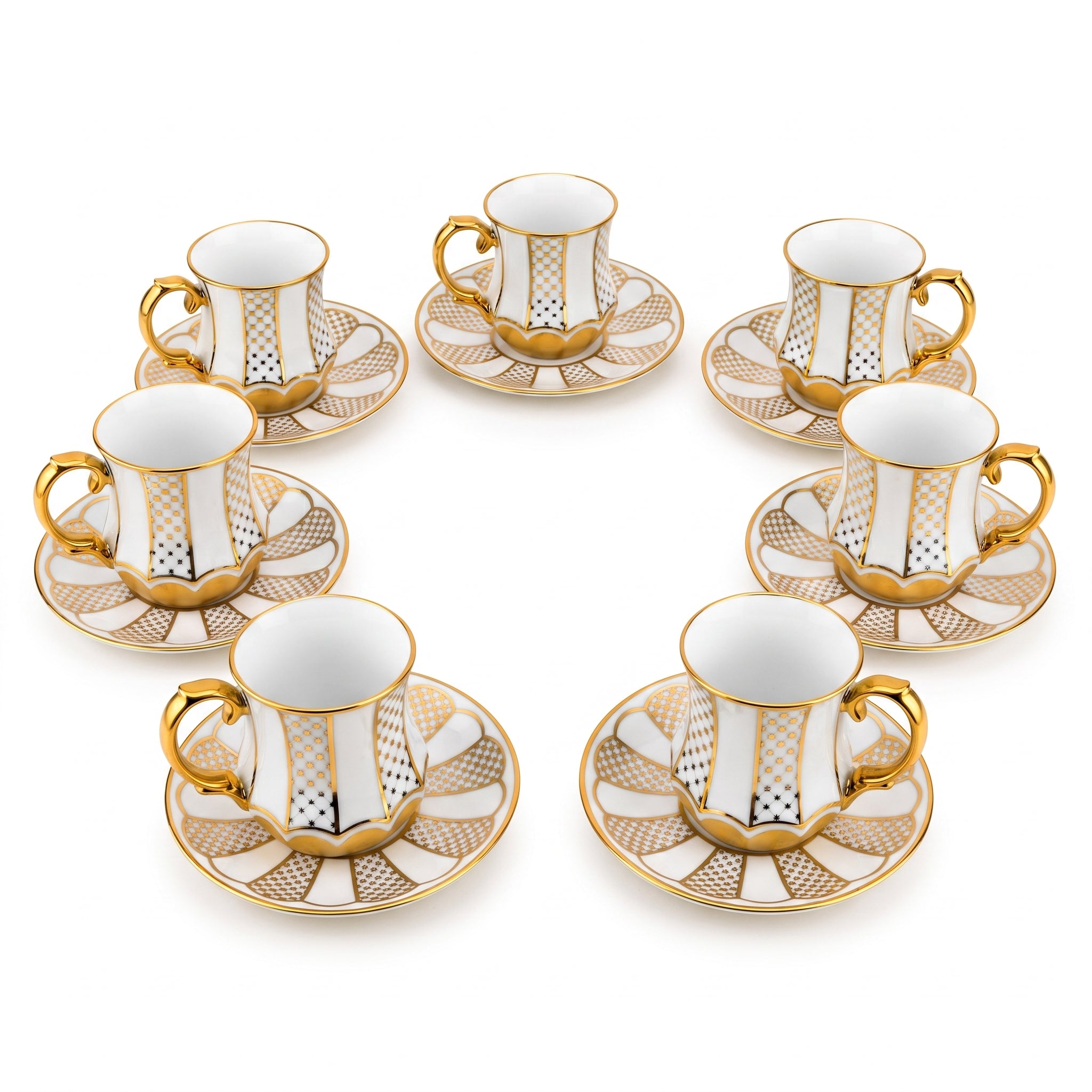 Royal 6-Piece Ceramic Cup And Saucer Set With Gift Box