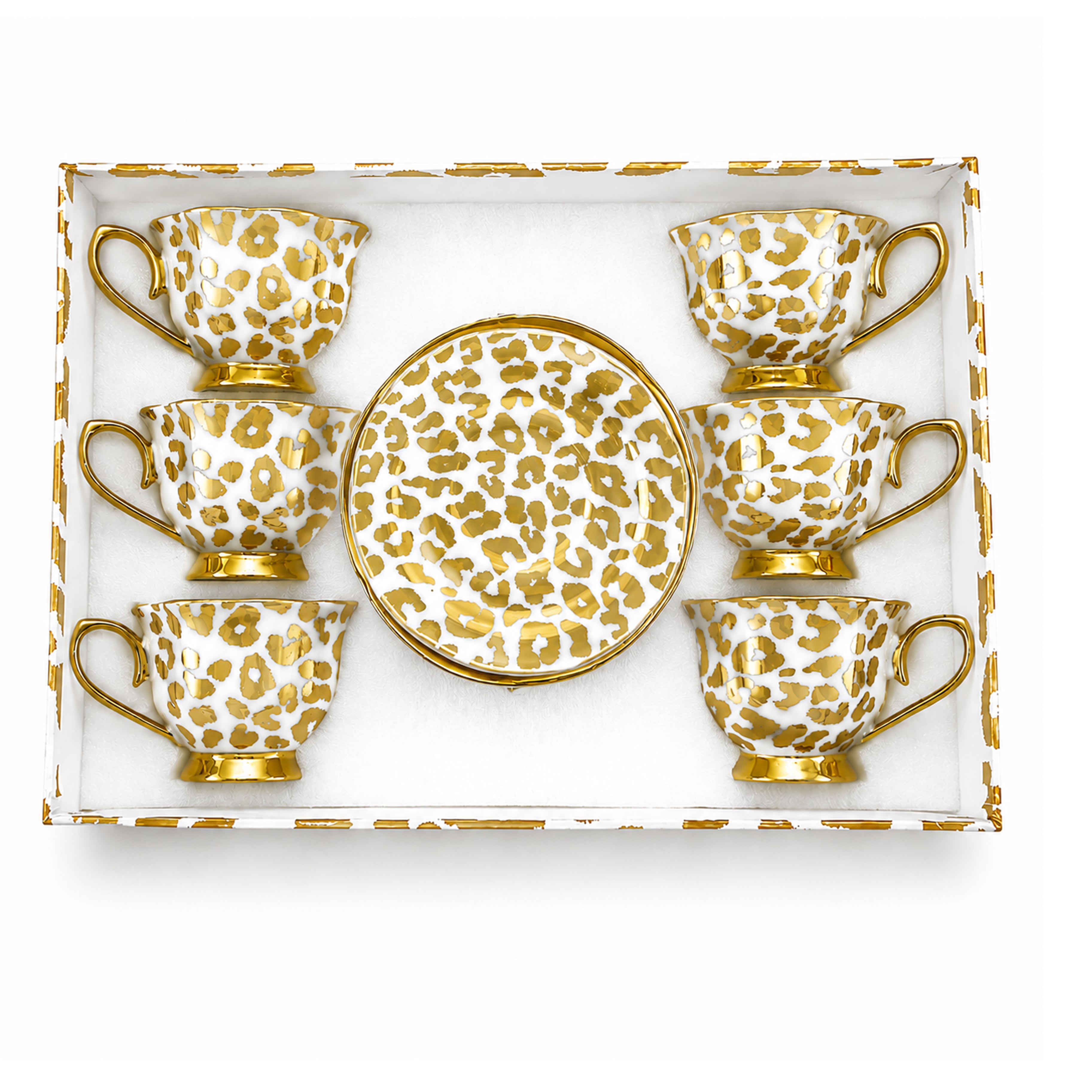 Royal 6-Piece Ceramic Cup And Saucer Set With Gift Box