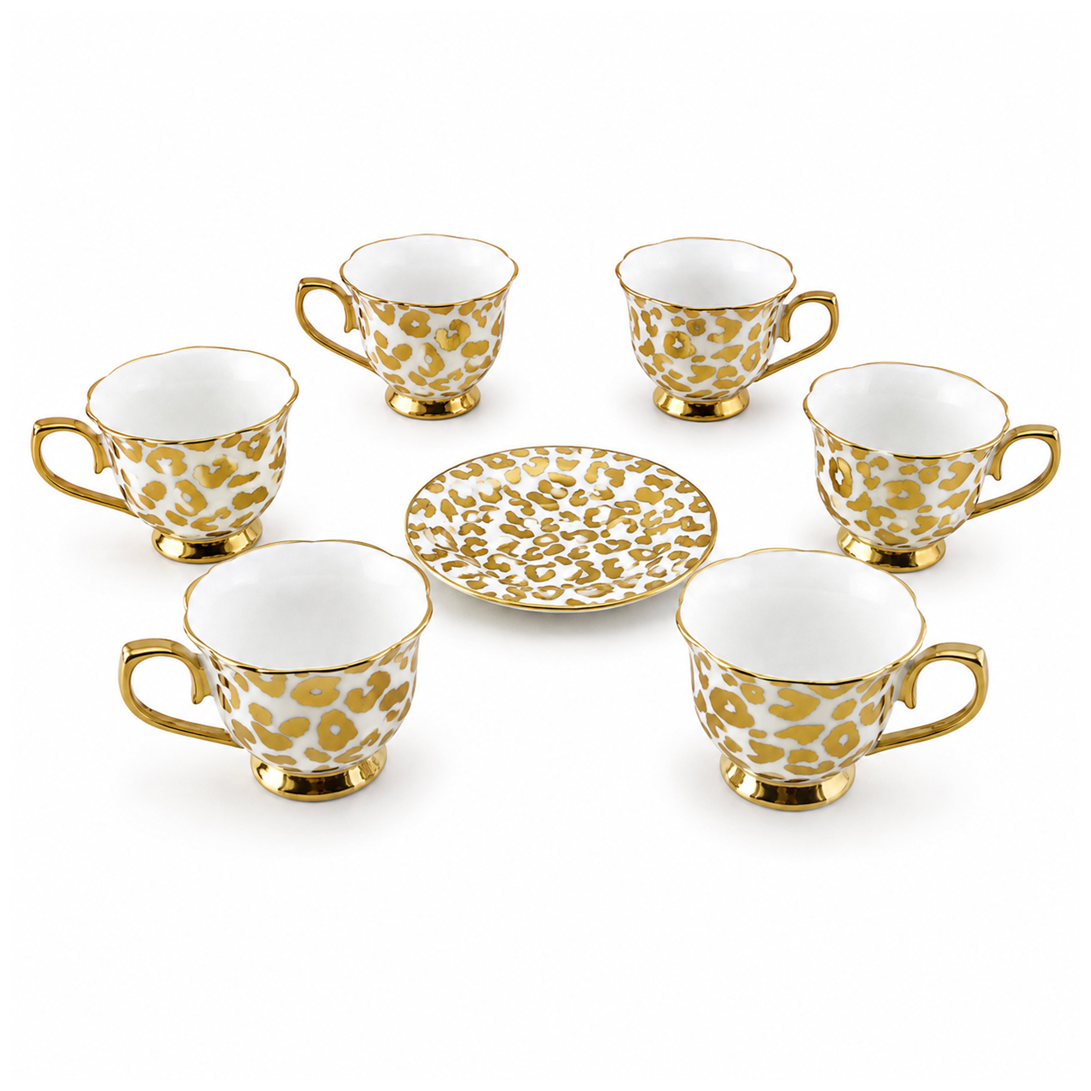Royal 6-Piece Ceramic Cup And Saucer Set With Gift Box