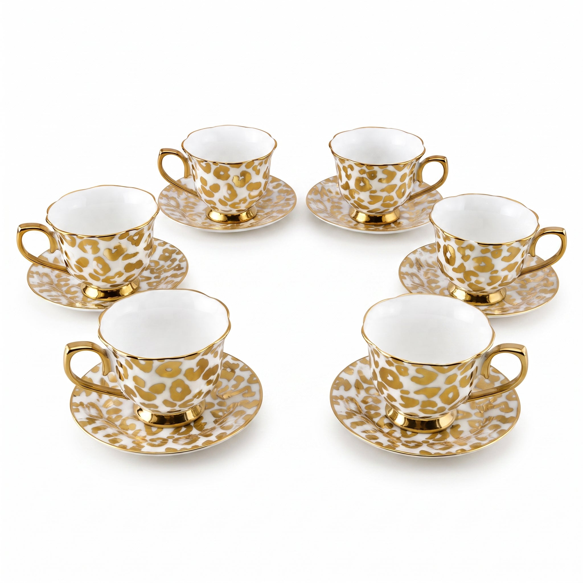Royal 6-Piece Ceramic Cup And Saucer Set With Gift Box