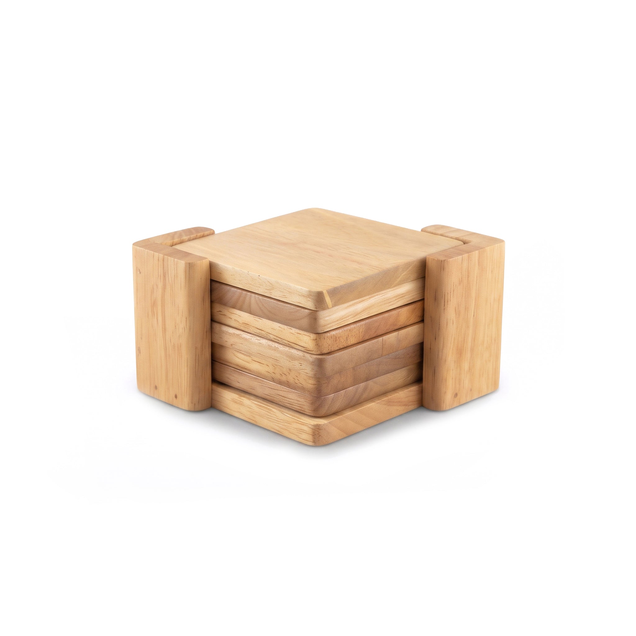 Violet 6-Piece Square Wooden Coasters With Wooden Stand