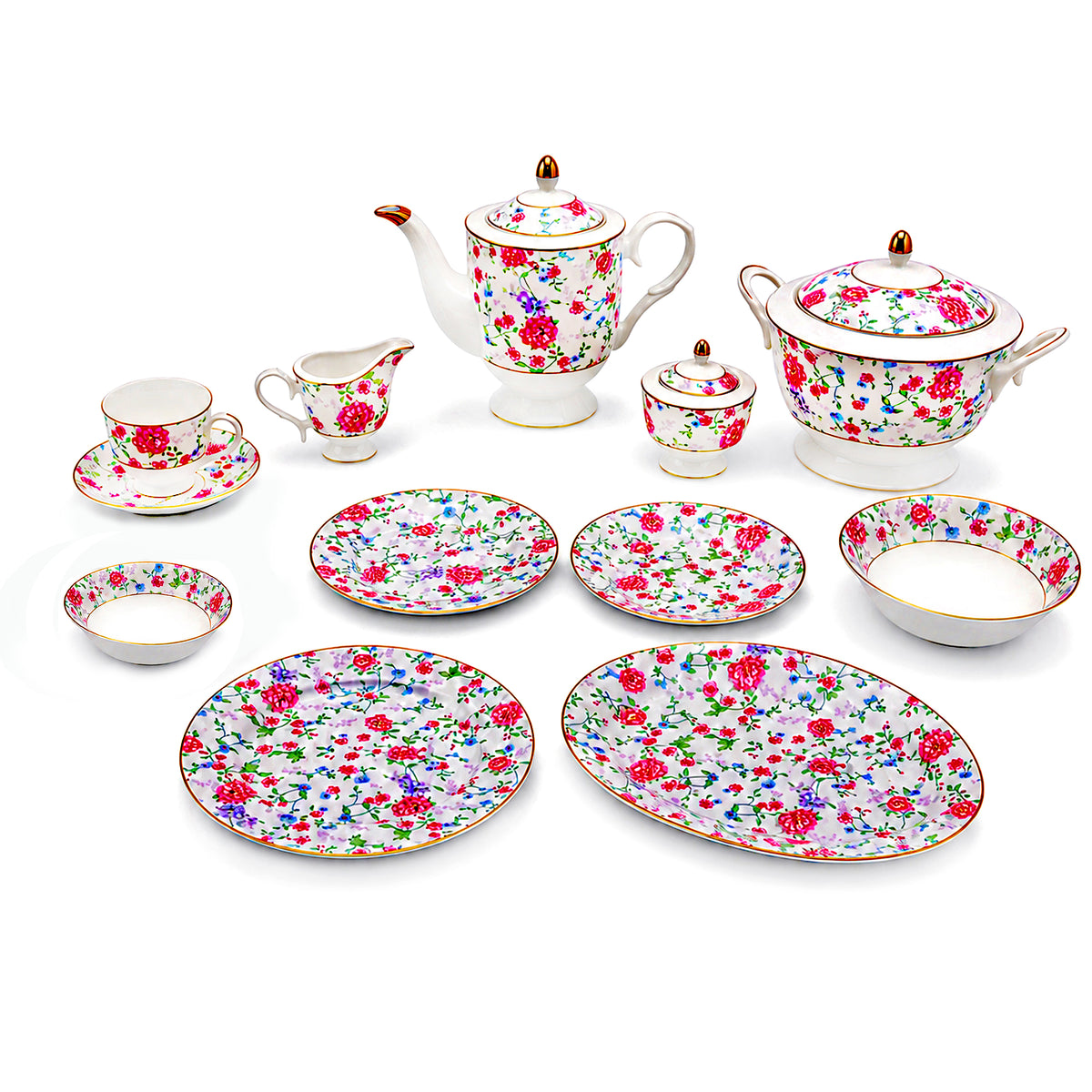 Royal 61-Pieces 8-Serving Bonne China Dinner Sets FY-Series
