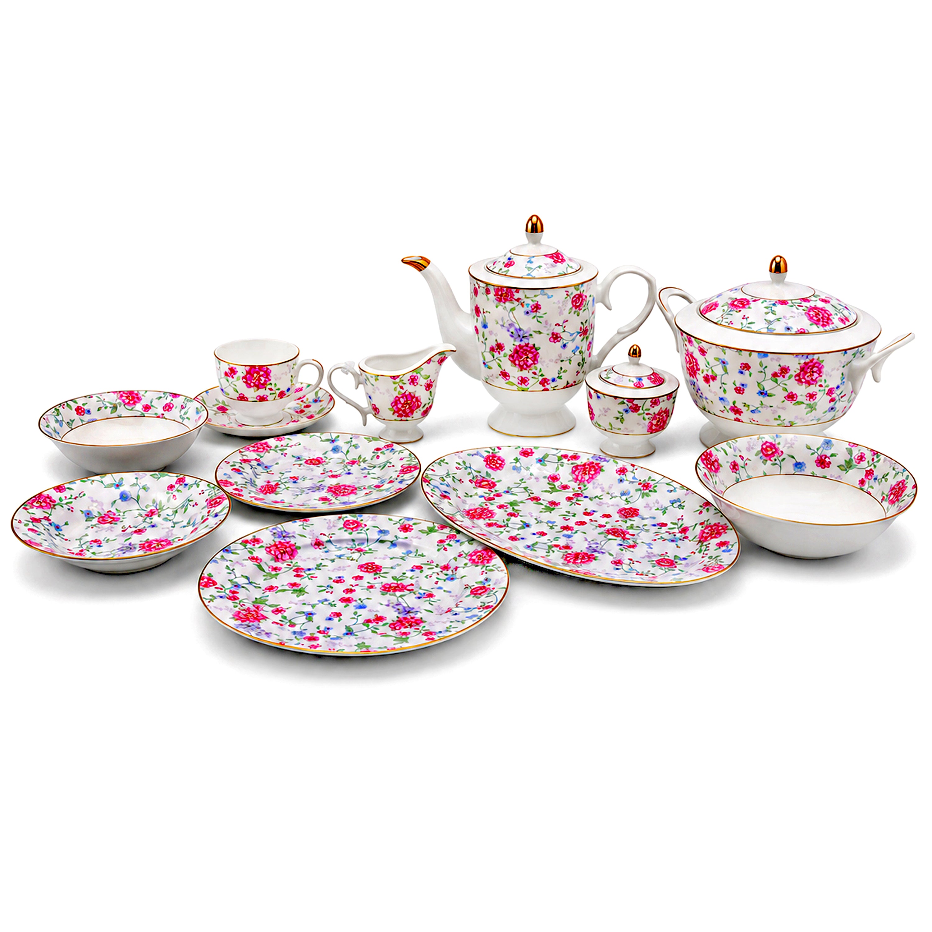 Royal 61-Pieces 8-Serving Bonne China Dinner Sets FY-Series