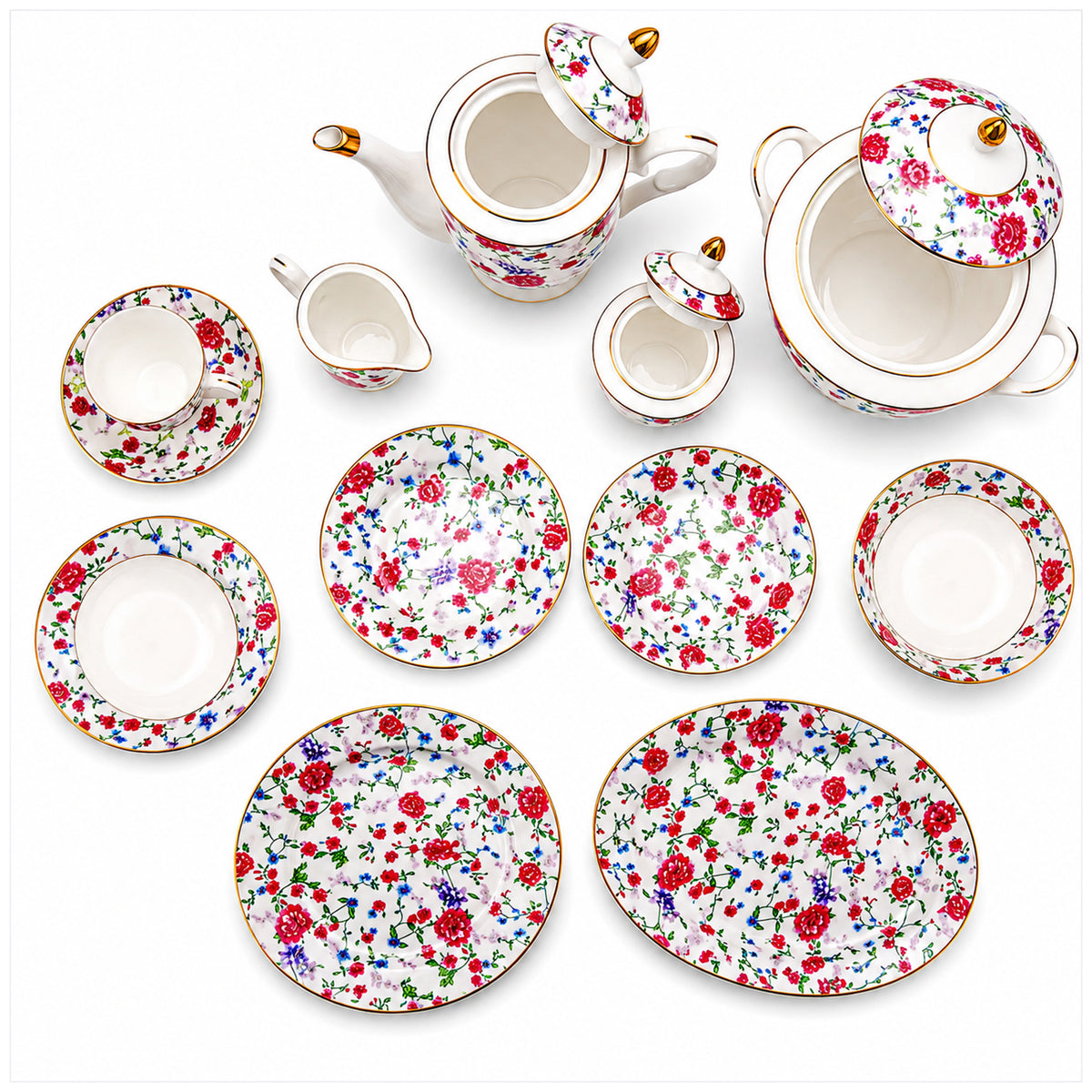 Royal 61-Pieces 8-Serving Bonne China Dinner Sets FY-Series