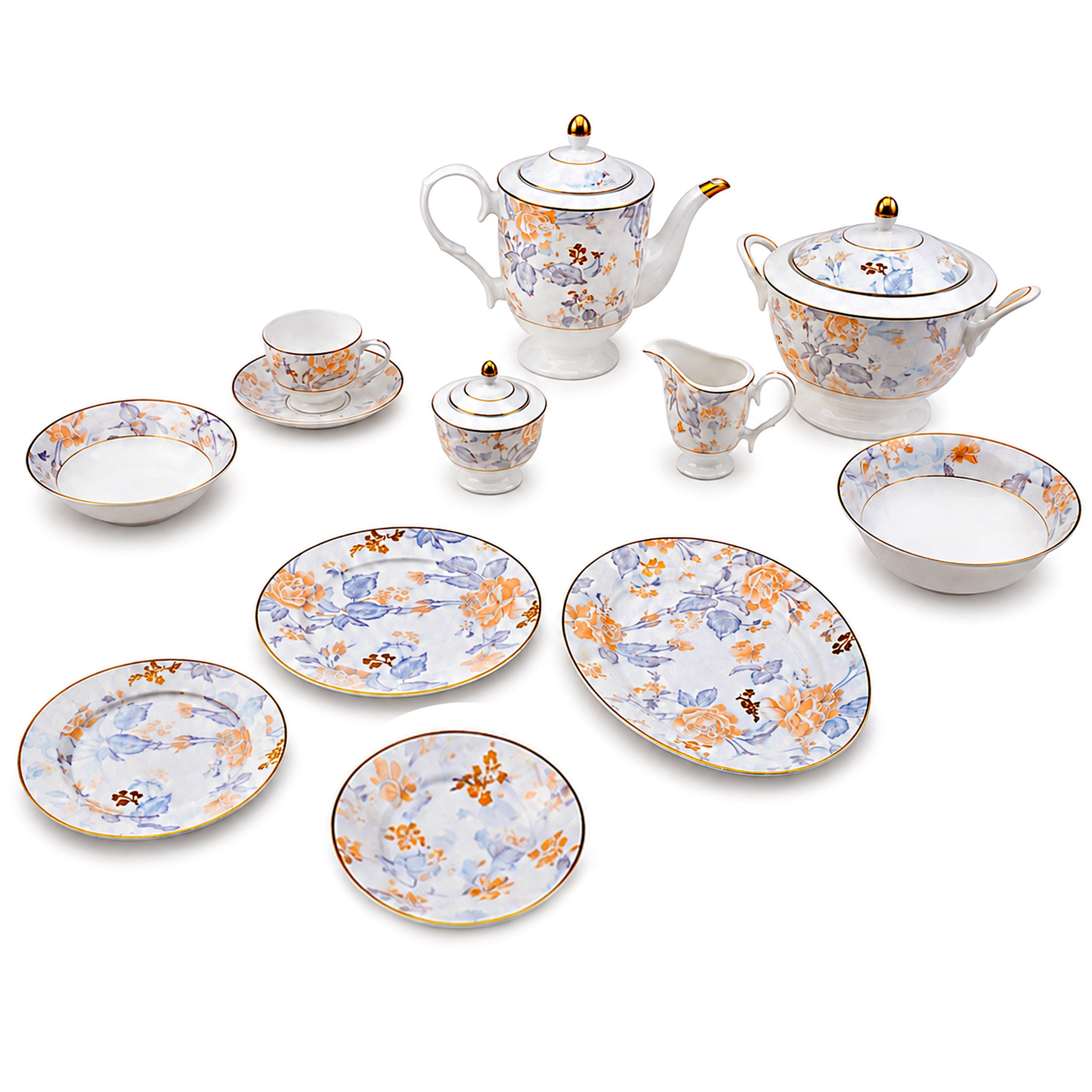 Royal 61-Pieces 8-Serving Bonne China Dinner Sets FY-Series