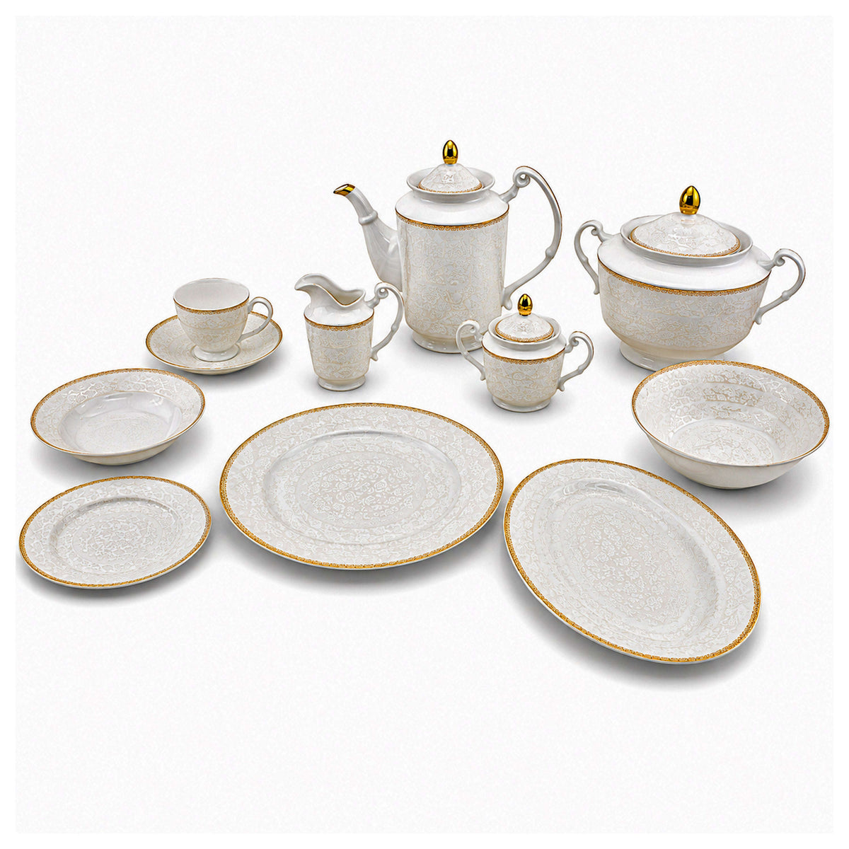 Royal 61-Pieces 8-Serving New Bone Dinner Set SN-Series Kaka Bawa Sons