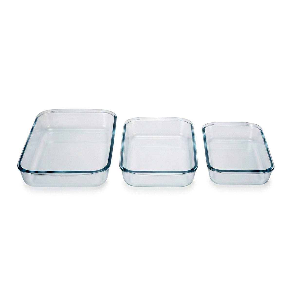Danny Home 3-Piece Borosilicate Glass Rectangular Tray Set Kaka Bawa Sons