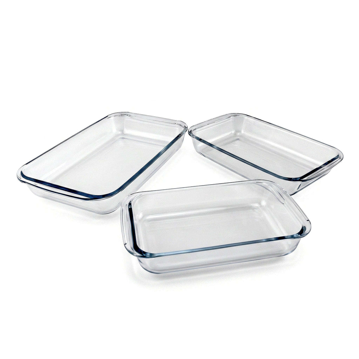 Danny Home 3-Piece Borosilicate Glass Rectangular Tray Set Kaka Bawa Sons