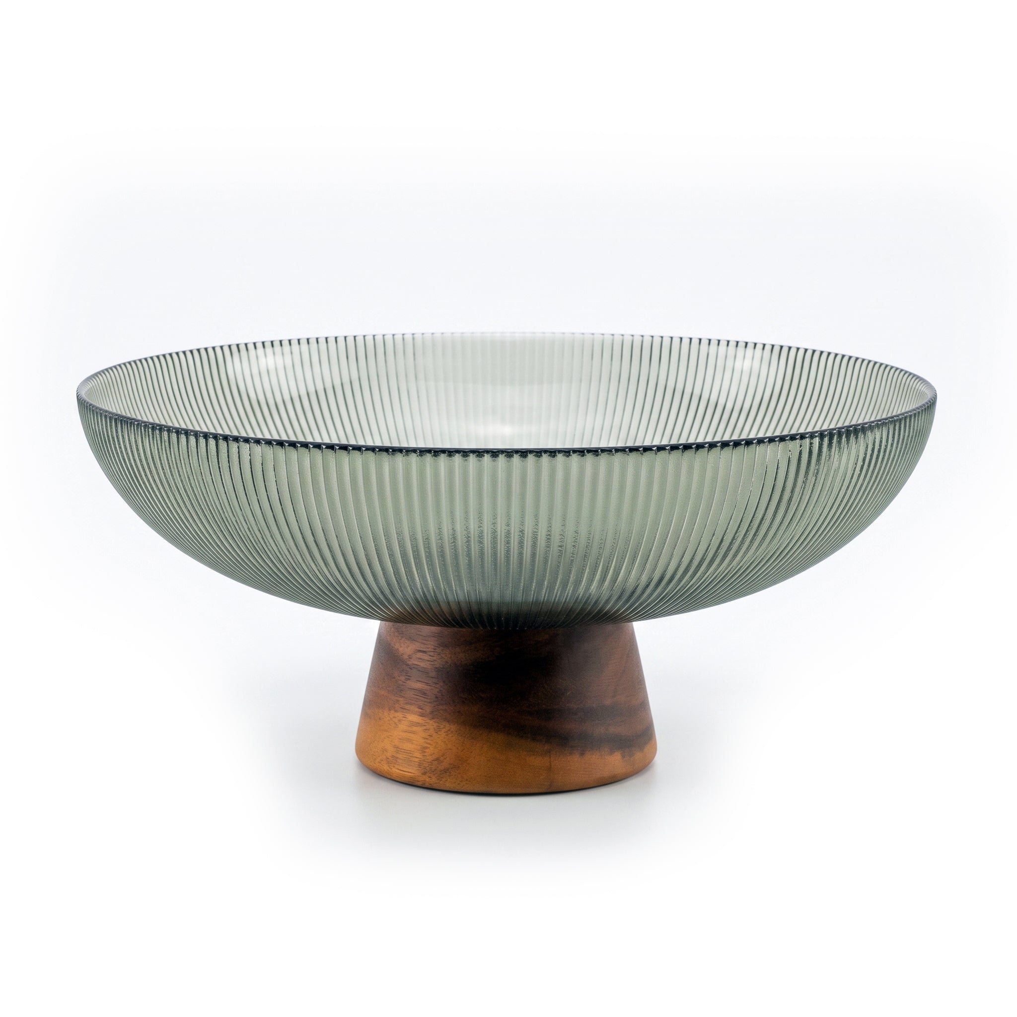 Danny Home 26*11 Cm Glass Fruit Bowl With Wooden Base