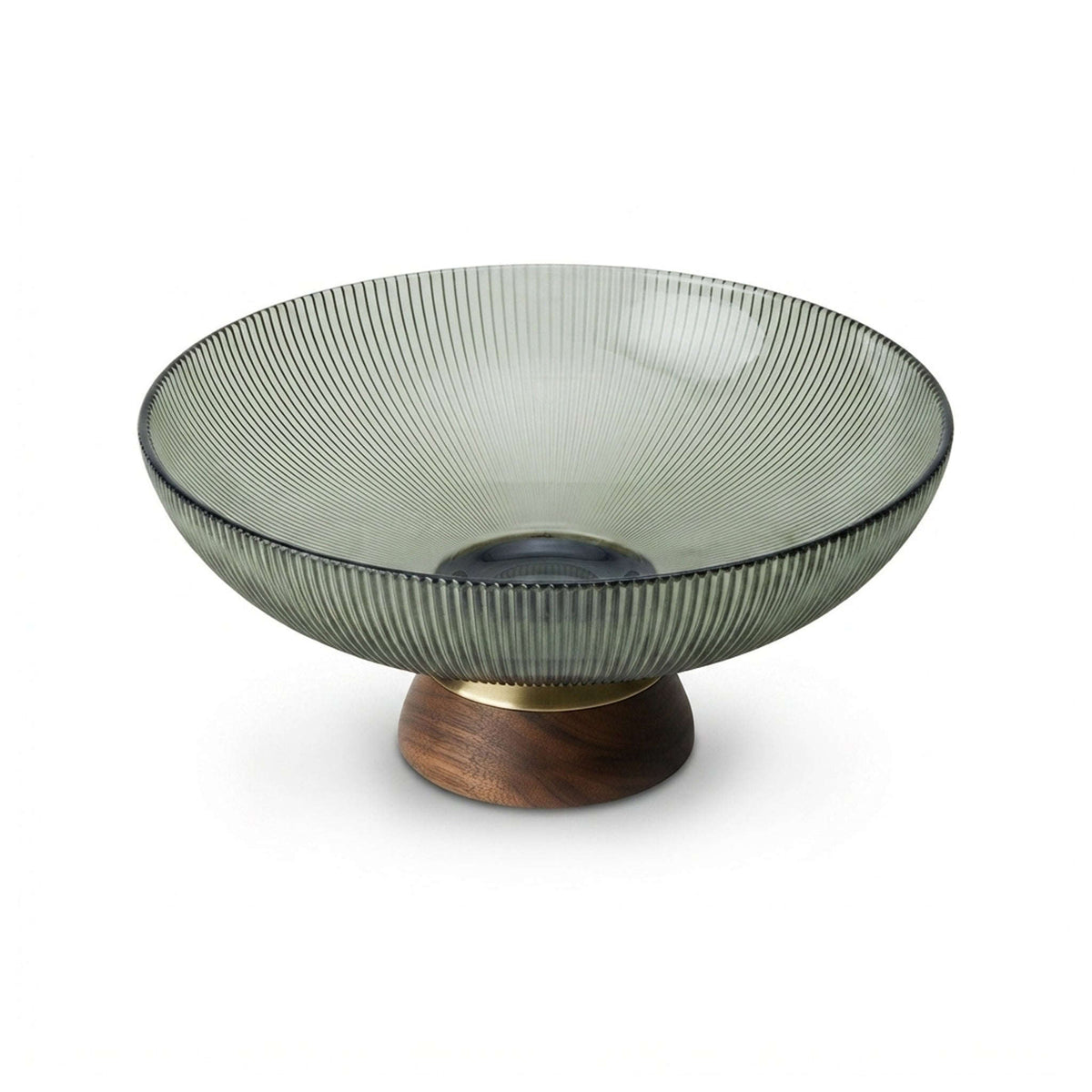 Danny Home 26*11 Cm Glass Fruit Bowl With Wooden Base Kaka Bawa Sons