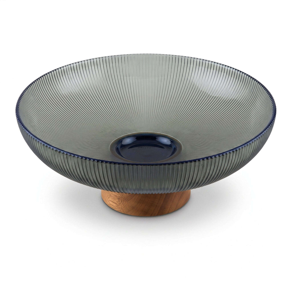 Danny Home 26*11 Cm Glass Fruit Bowl With Wooden Base Kaka Bawa Sons