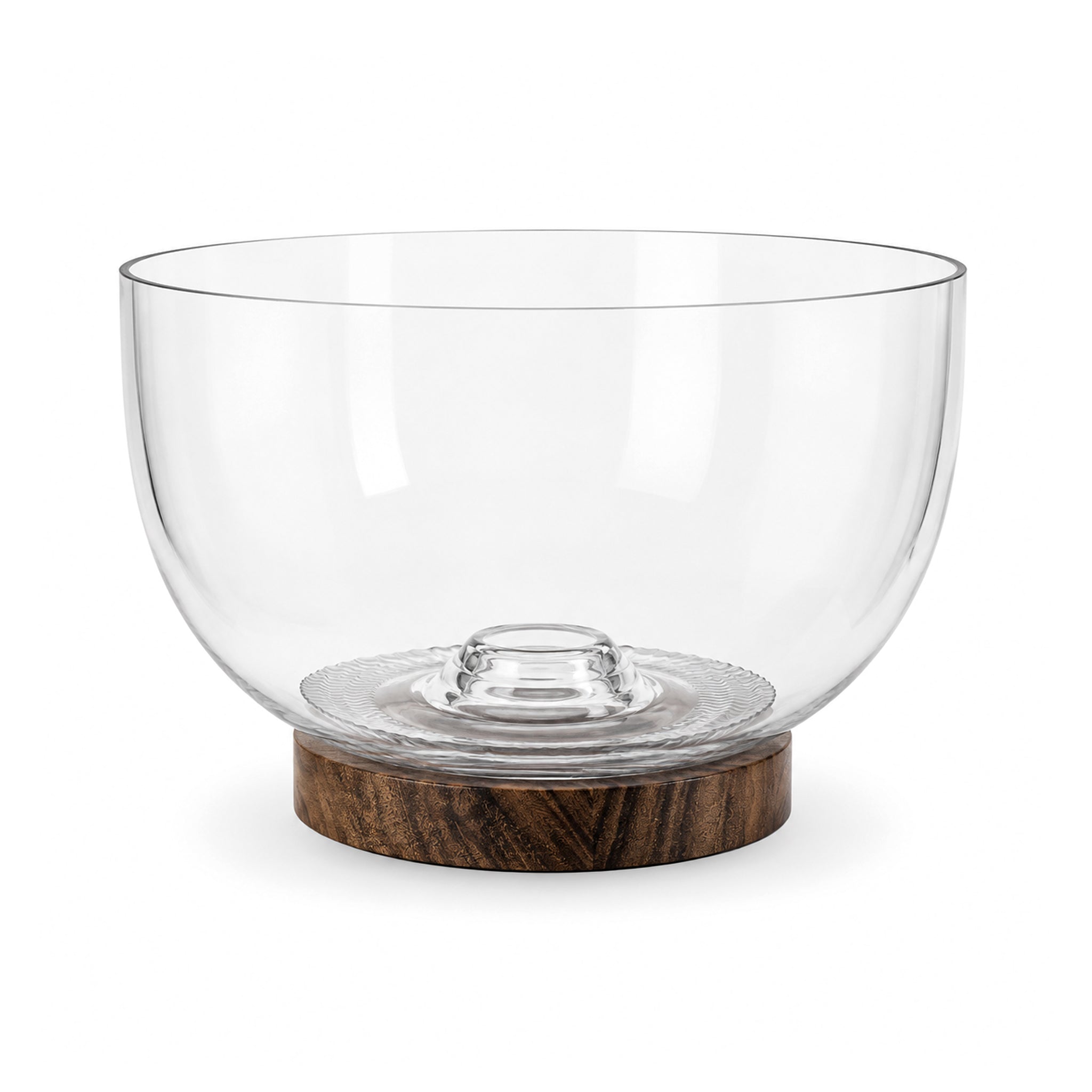 Danny Home 3870 ML Glass Salad Bowl With Wooden Base