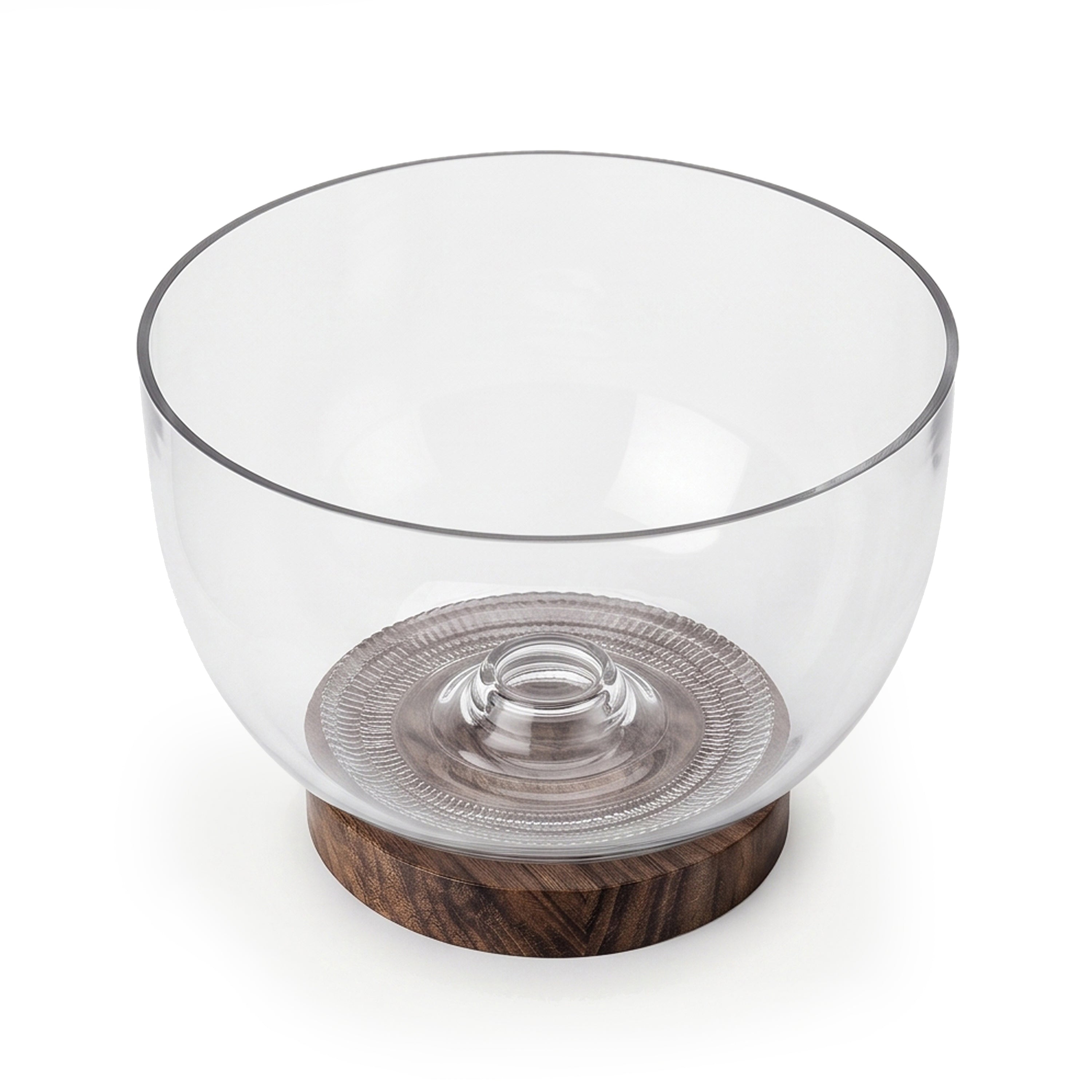 Danny Home 3870 ML Glass Salad Bowl With Wooden Base