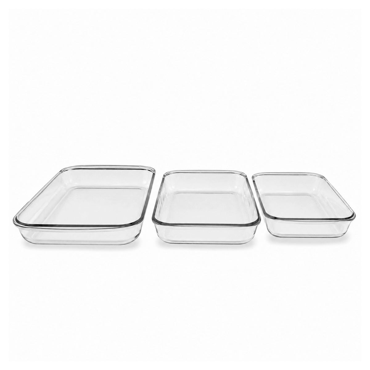 Danny Home 3-Piece Borosilicate Glass Rectangular Tray Set Kaka Bawa Sons