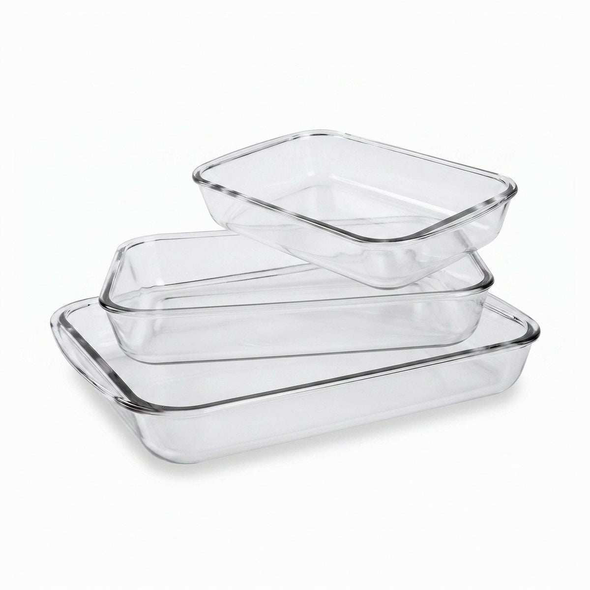 Danny Home 3-Piece Borosilicate Glass Rectangular Tray Set Kaka Bawa Sons