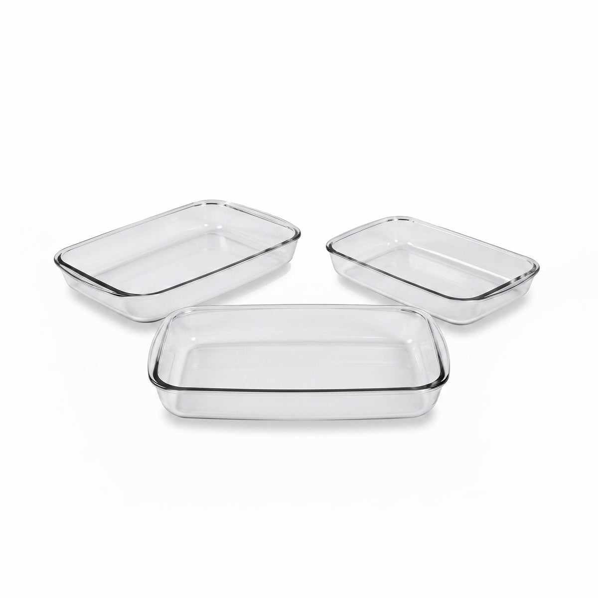 Danny Home 3-Piece Borosilicate Glass Rectangular Tray Set Kaka Bawa Sons