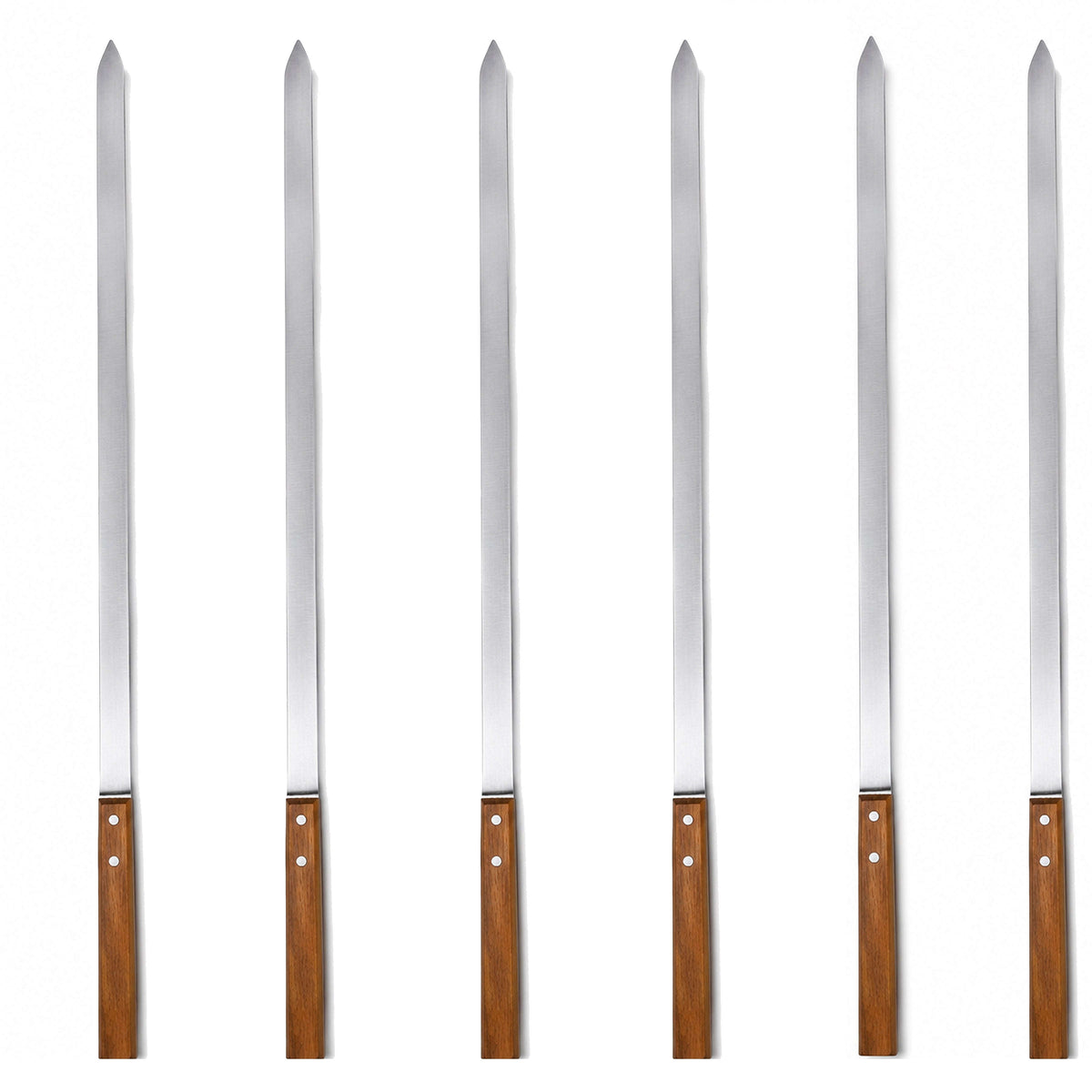 Z.B.K 18-Inch 6-Piece Stainless Steel B.B.Q Tikka Knife With Wooden Handle Set Kaka Bawa Sons