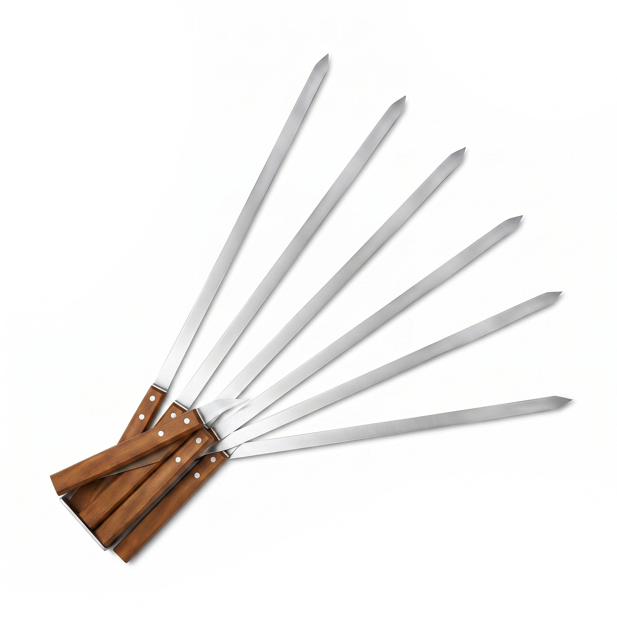 Z.B.K 18-Inch 6-Piece Stainless Steel B.B.Q Tikka Knife With Wooden Handle Set