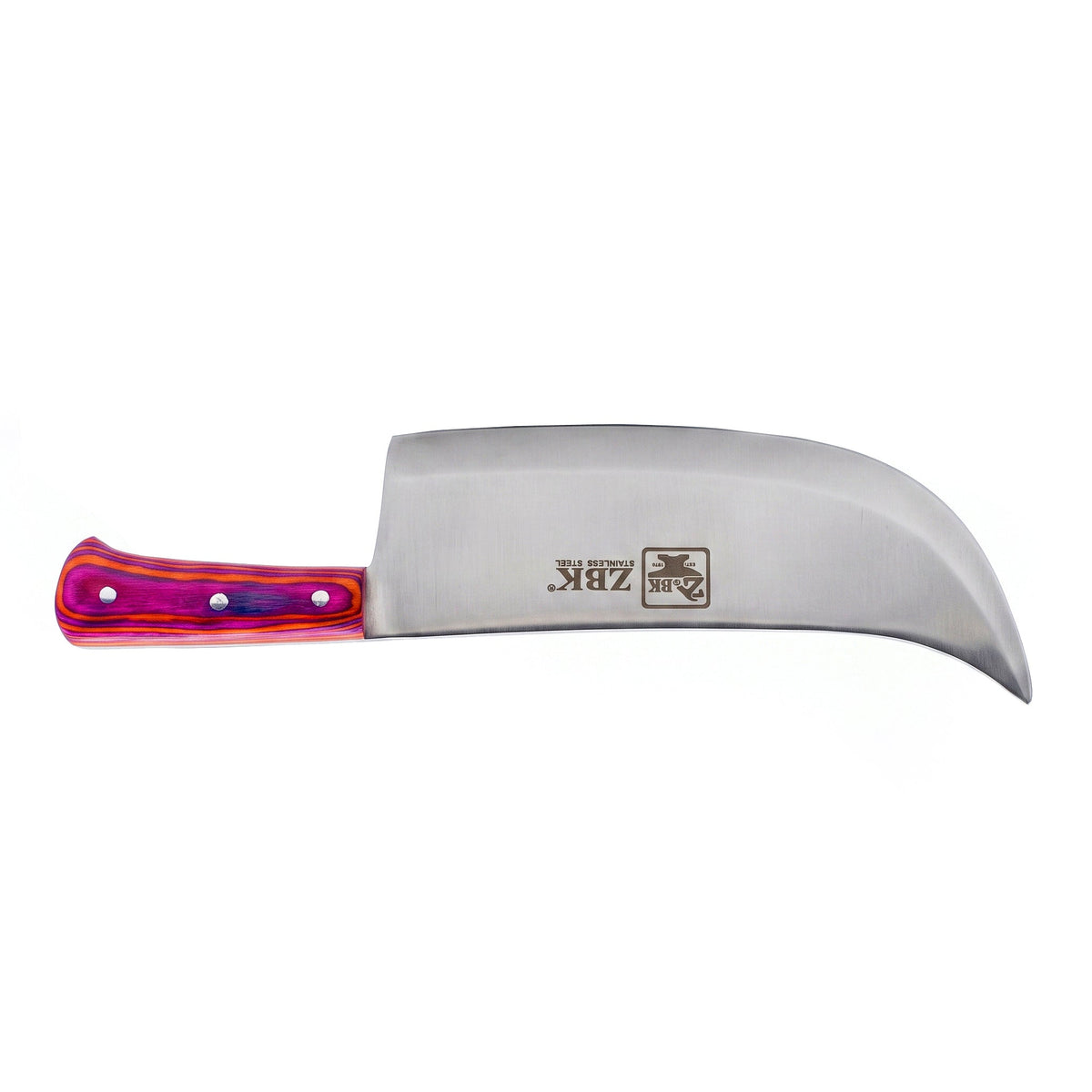 Z.B.K 12-Inch Stainless Steel Curved Butcher Fish Chopper With Wood Handle Kaka Bawa Sons