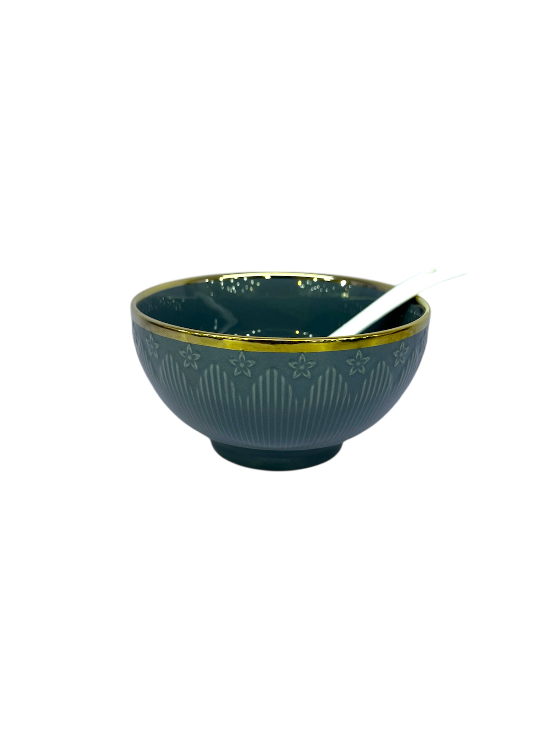 Onemore Soup Set Green With Golden Design (14/Pcs)