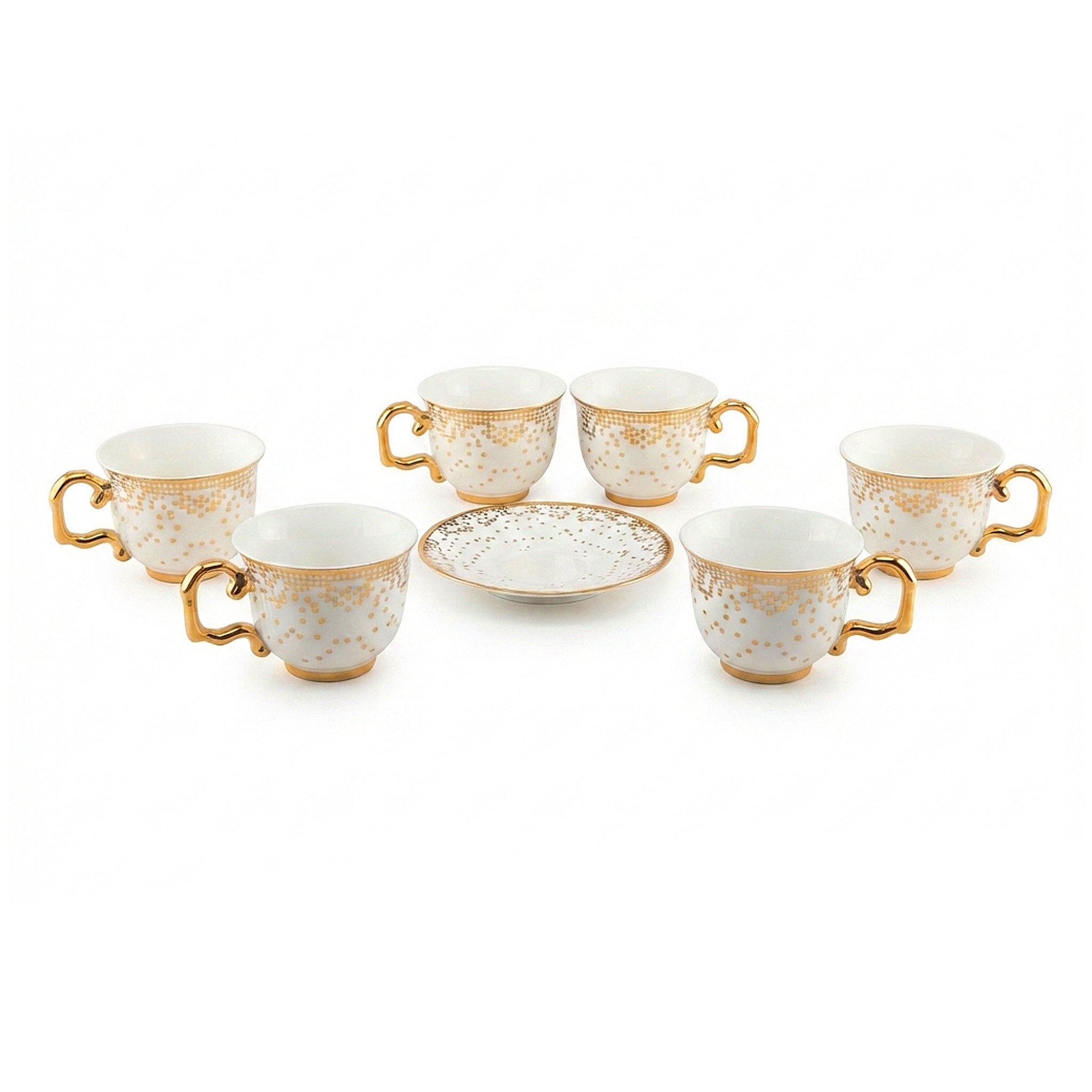 Royal 6-Piece Ceramic "Luxury Gold Confetti" Cup And Saucer Set With Gift Box