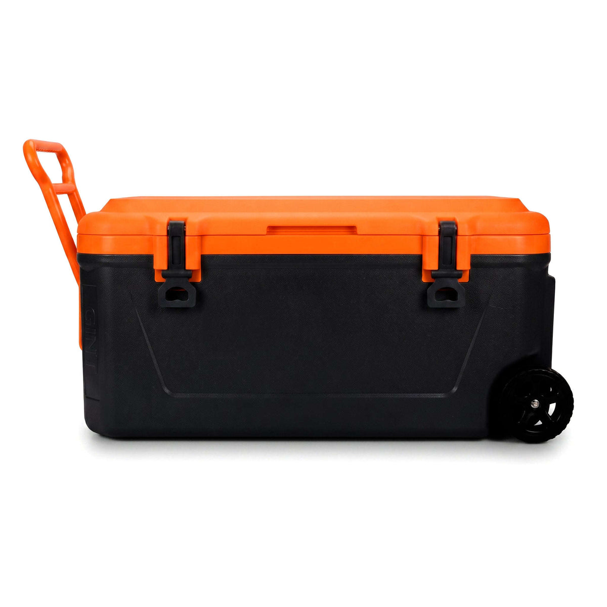 Gint 80-Liter Plastic Black & Orange Ice Box With Wheels Kaka Bawa Sons