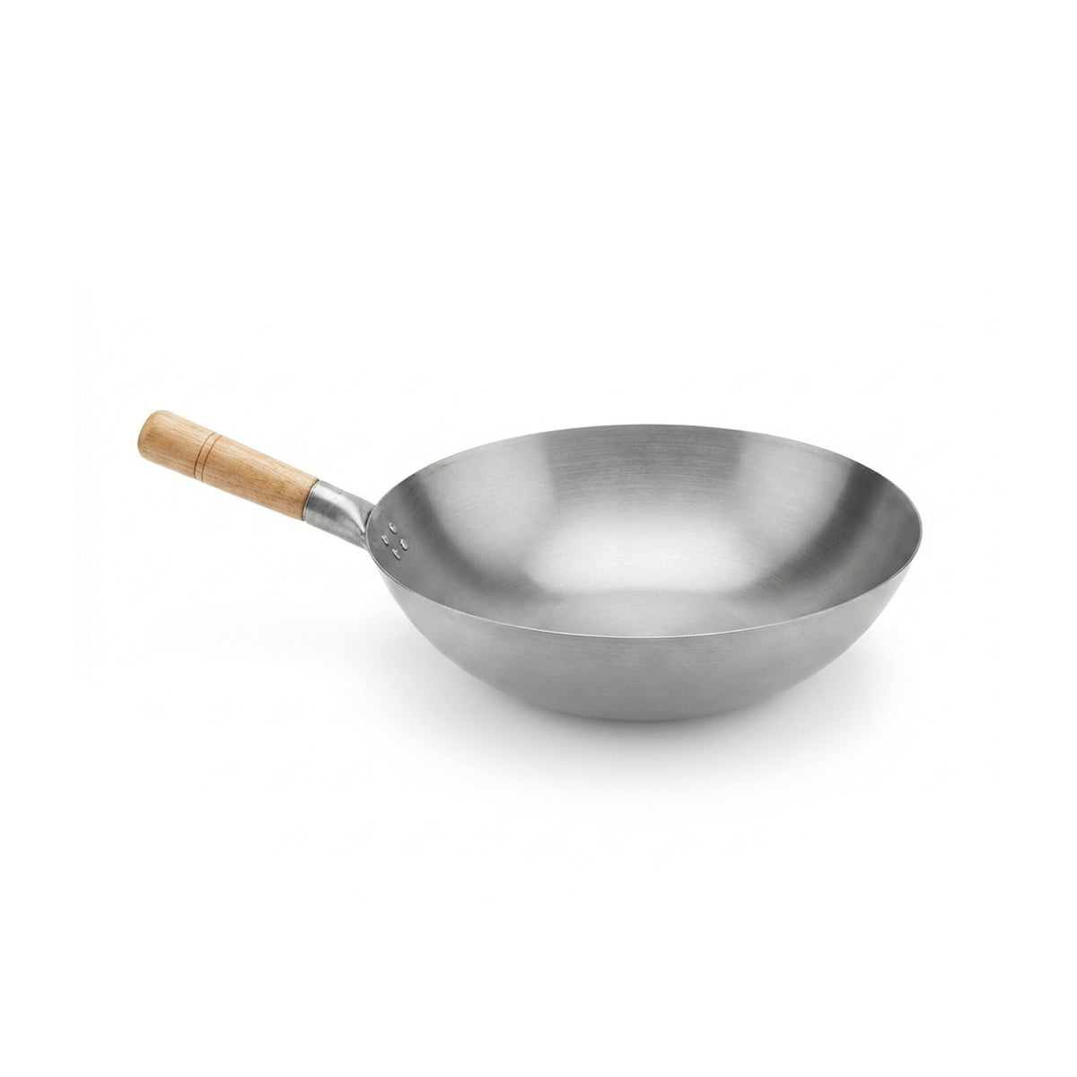 Chinese Style Iron Wok with Wooden Handle | 15 & 16 Inch