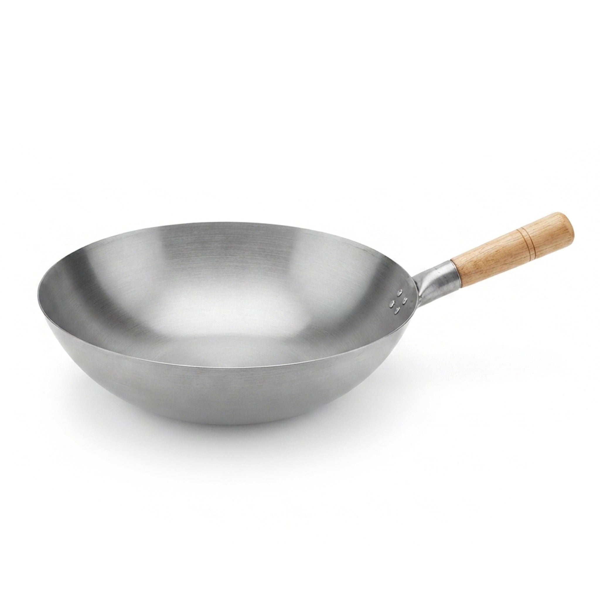 Chinese Style Iron Wok with Wooden Handle | 15 & 16 Inch