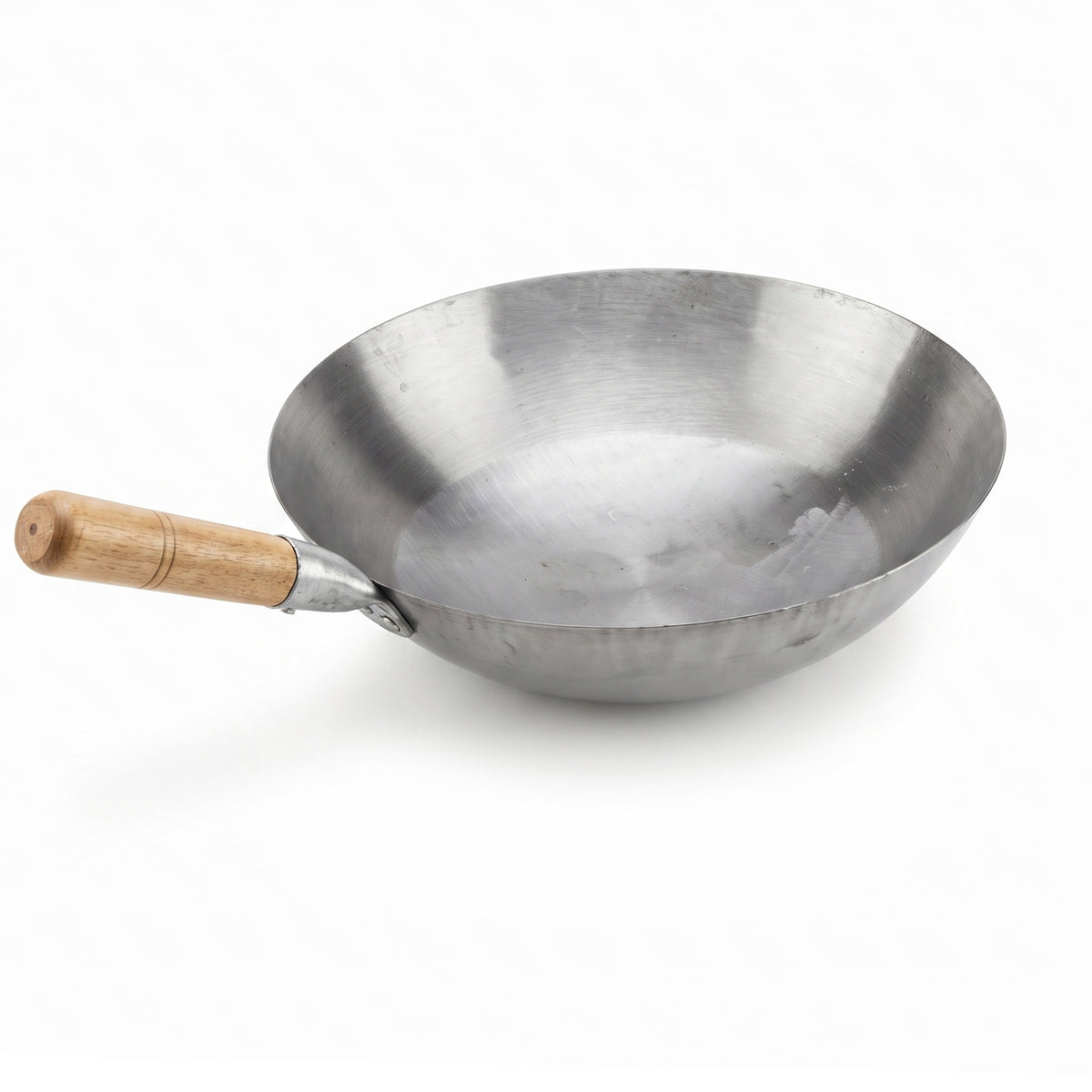Chinese Style Iron Wok with Wooden Handle | 15 & 16 Inch