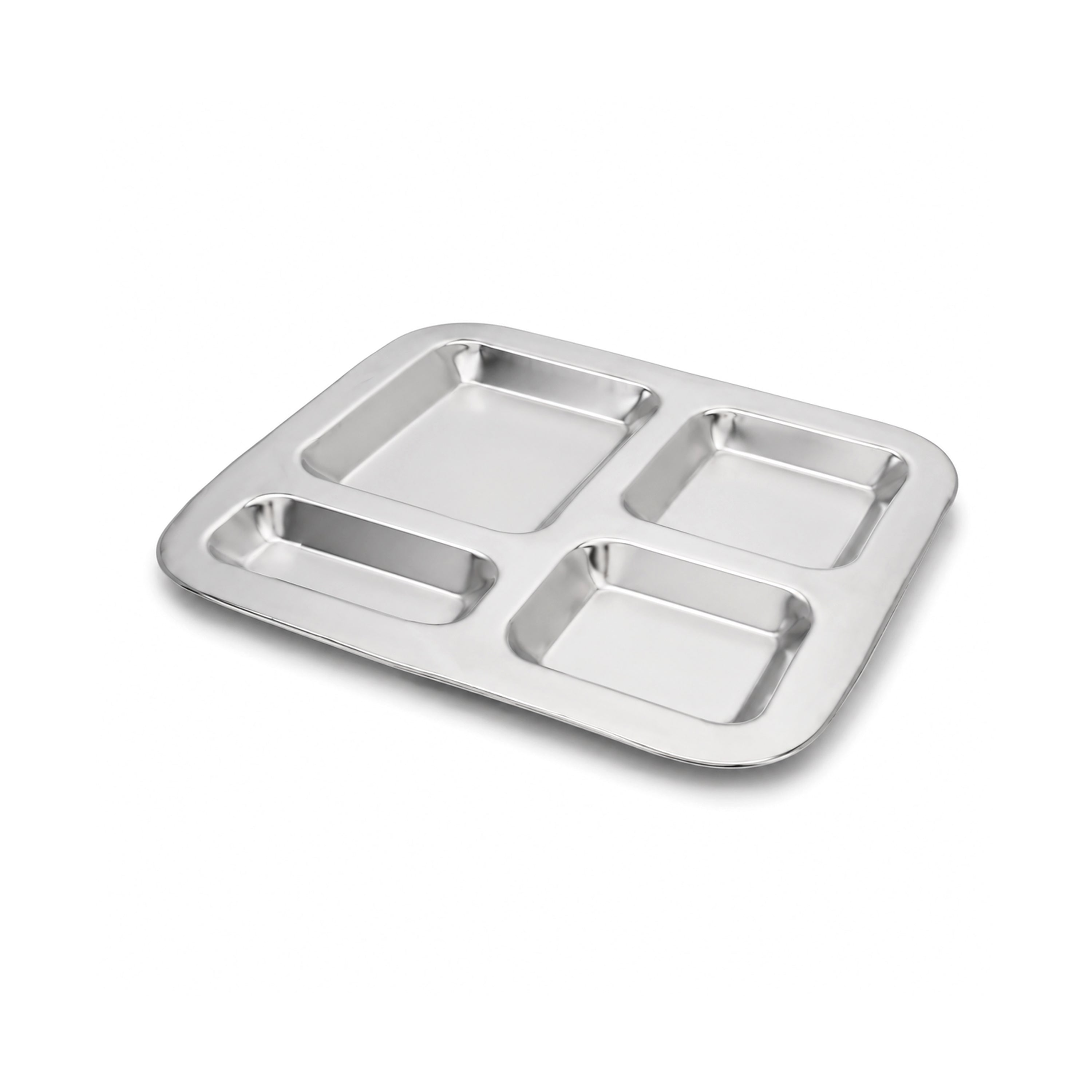 M.G 4-Portion Stainless Steel Rectangular Tray