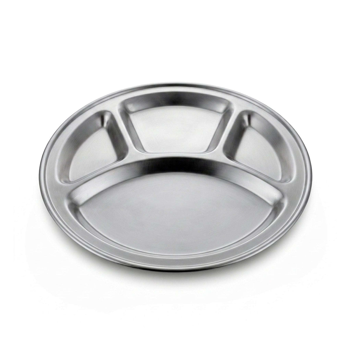 M.G 4-Portion 32 Cm Stainless Steel Round Serving Tray Kaka Bawa Sons