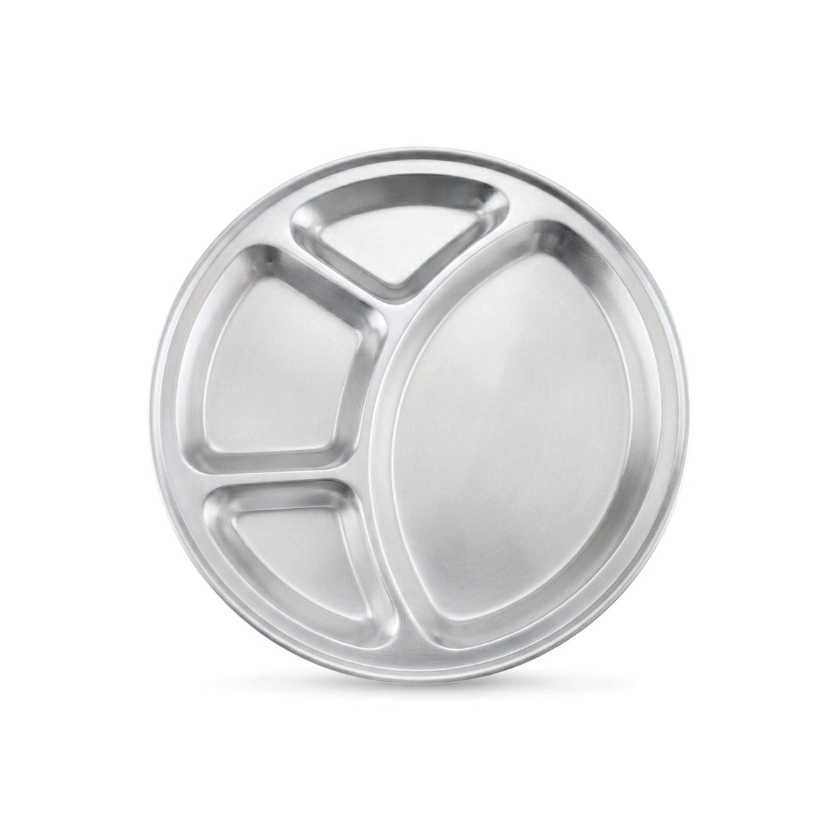 M.G 4-Portion 32 Cm Stainless Steel Round Serving Tray Kaka Bawa Sons