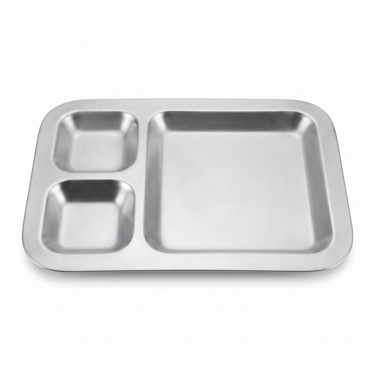 M.G 3-portion 36*35 cm Stainless Steel Rectangular Serving Tray Kaka Bawa Sons