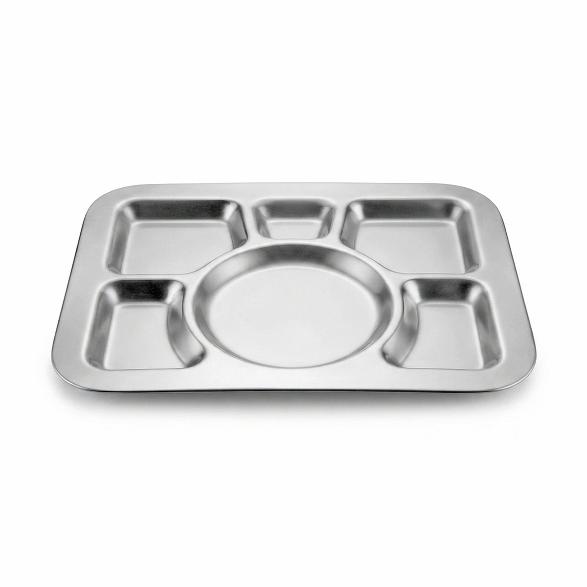 M.G 6-Portion 42*32 Cm Stainless Steel Rectangular Serving Tray