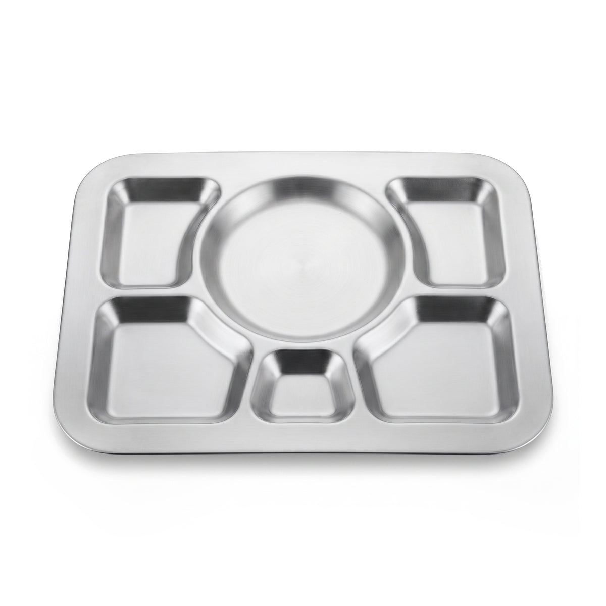 M.G 6-Portion 42*32 Cm Stainless Steel Rectangular Serving Tray