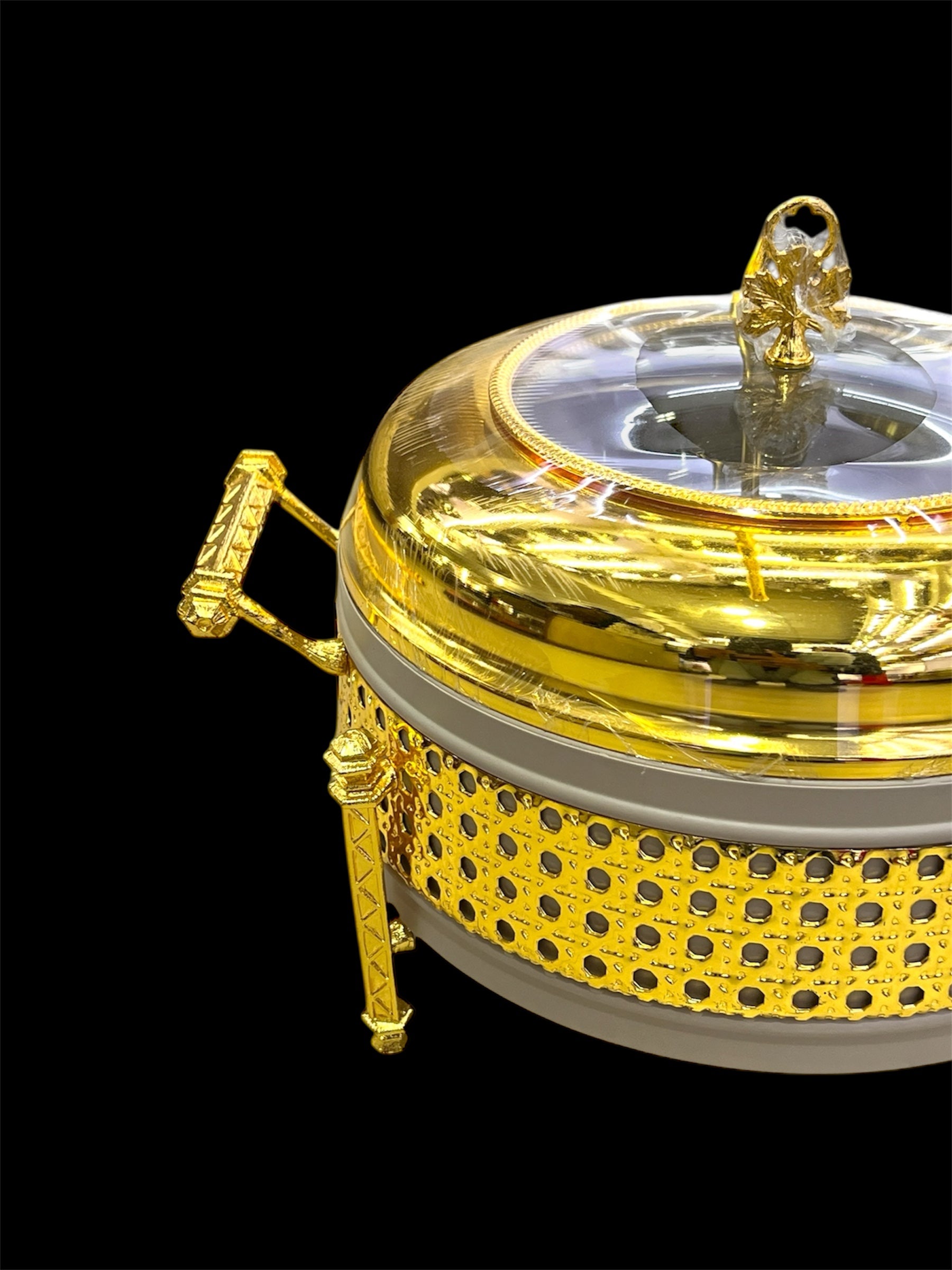 FANCY FOOD WARMER GOLDEN ROUND