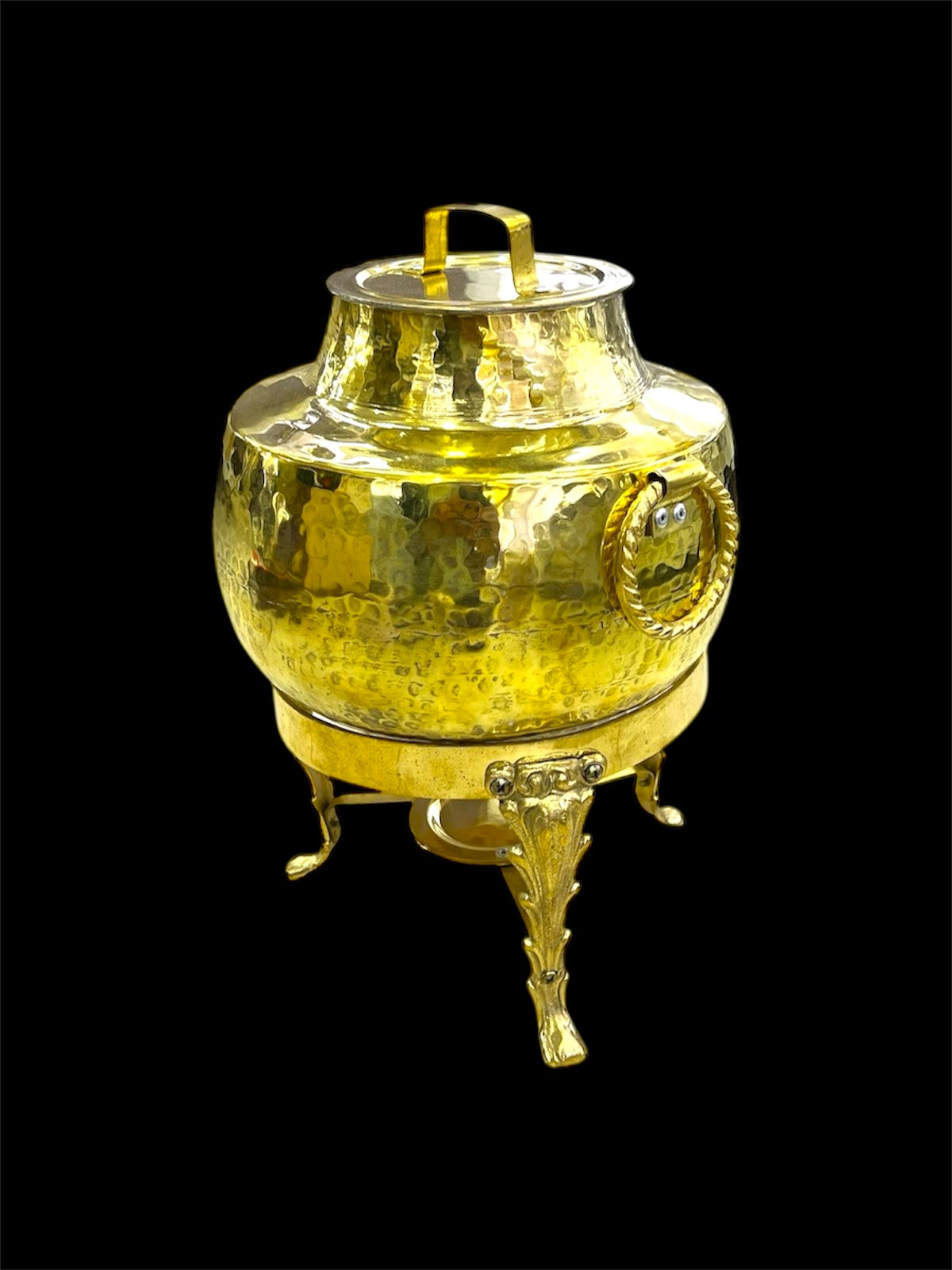 Handcrafted Golden Tabletop Daigh With Stand