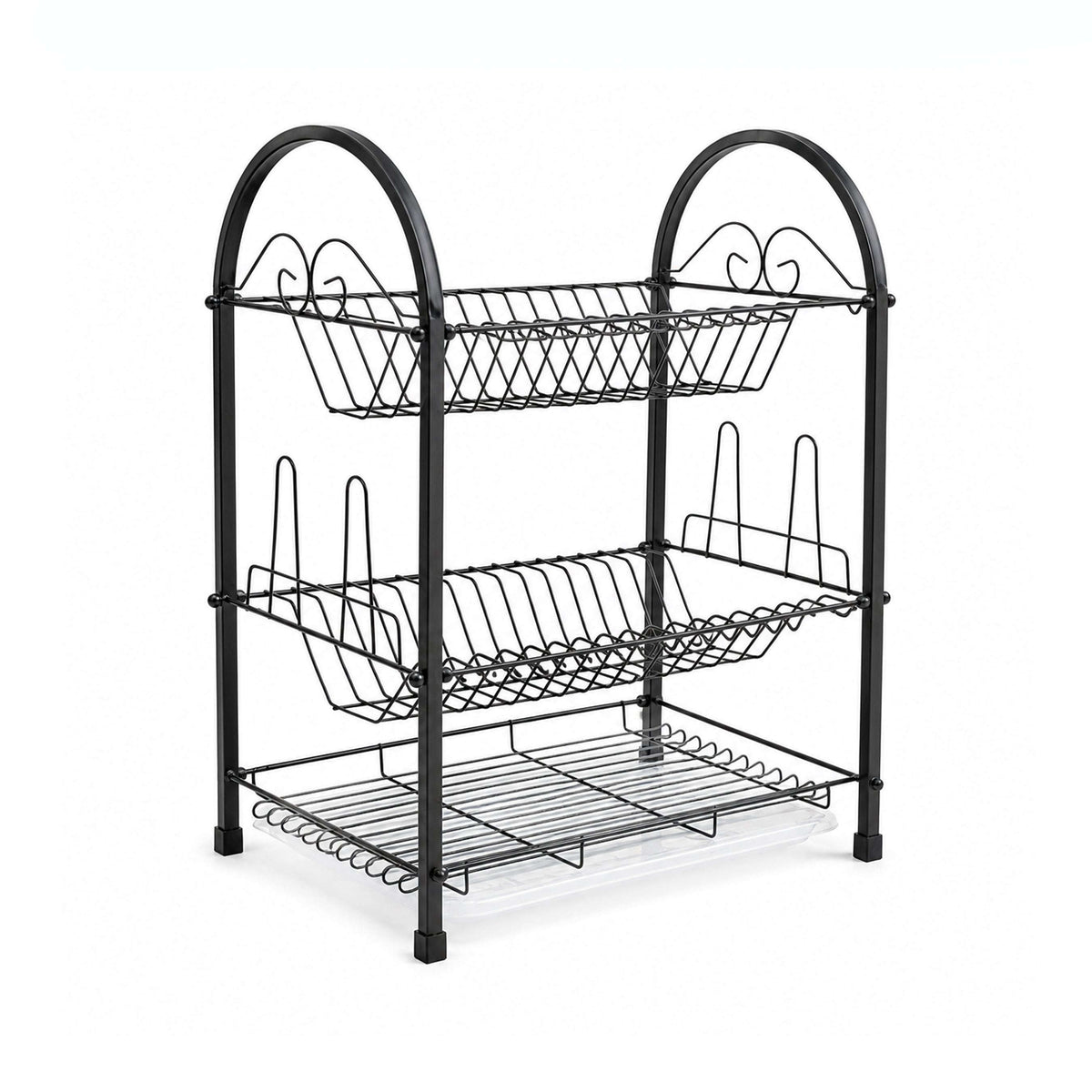 SK Stainless Steel Black Plate Rack Kaka Bawa Sons